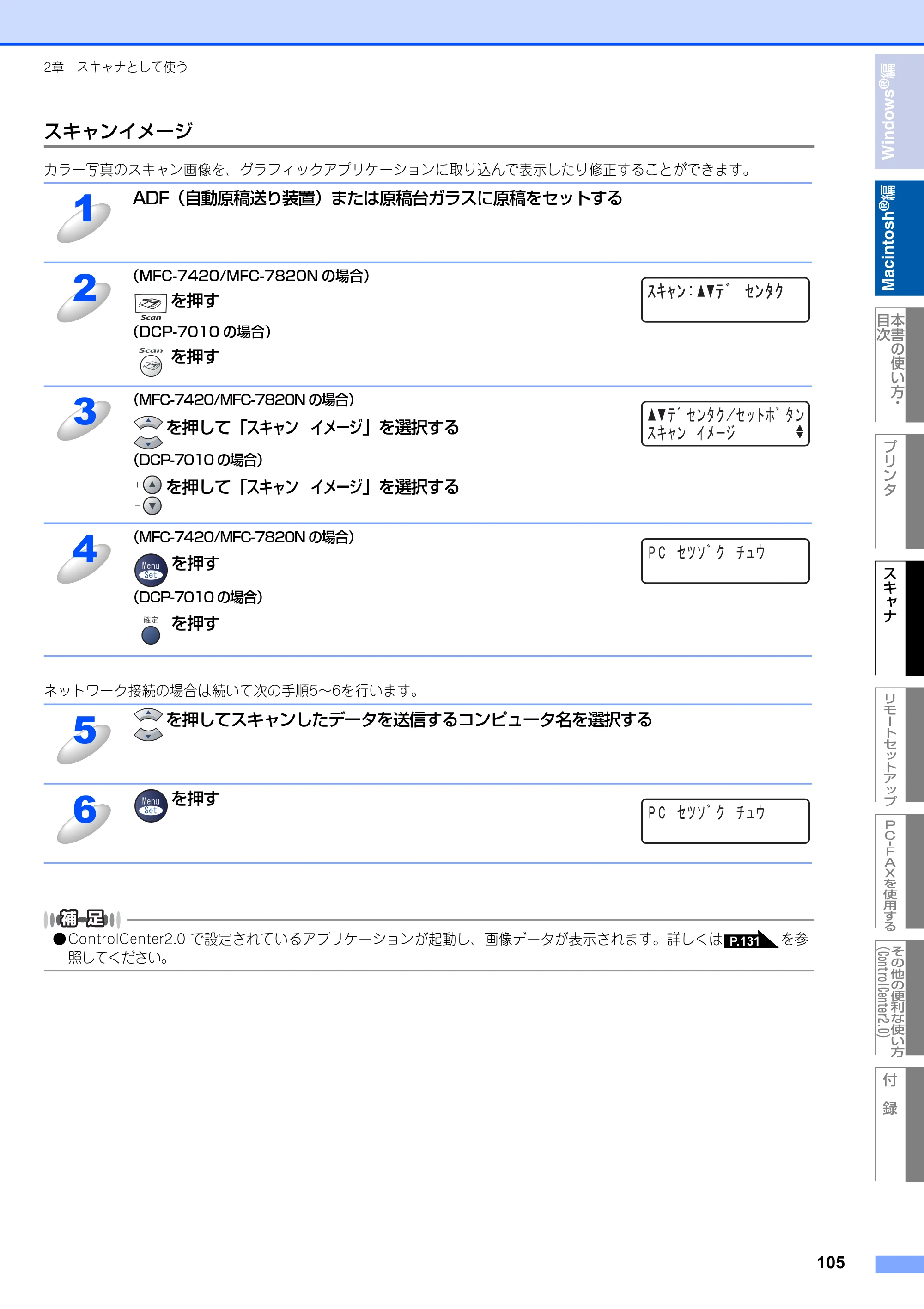 ブラザー DCP-7010 / FAX-2810 / MFC-7420 ユーザーズガイド ～パソコン活用編～ — 原本ページ — 106ページ