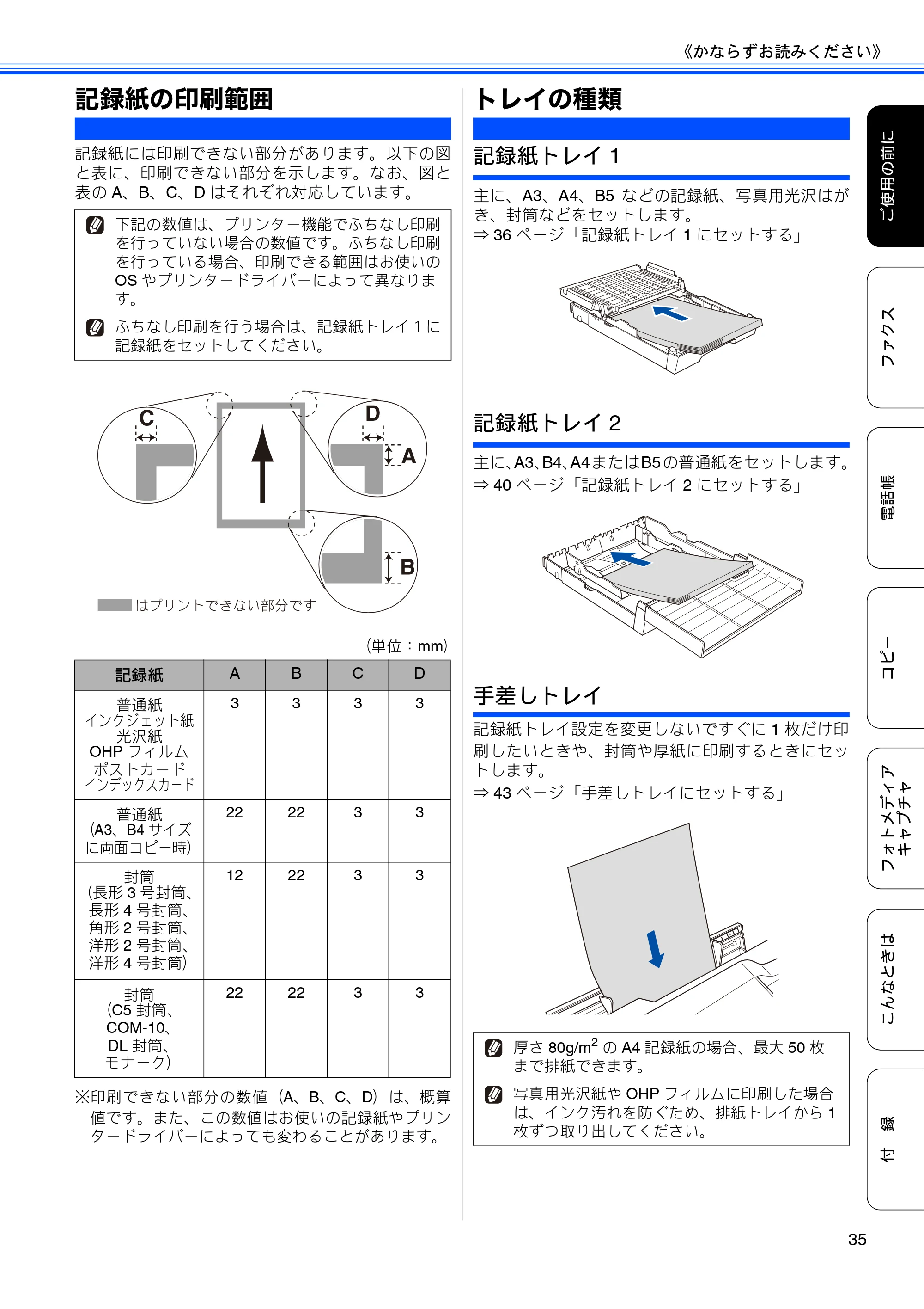 ブラザー MFC-J6910CDW ユーザーズガイド ～基本編～ — 記録紙の印刷範囲 — 原本ページ — 37ページ