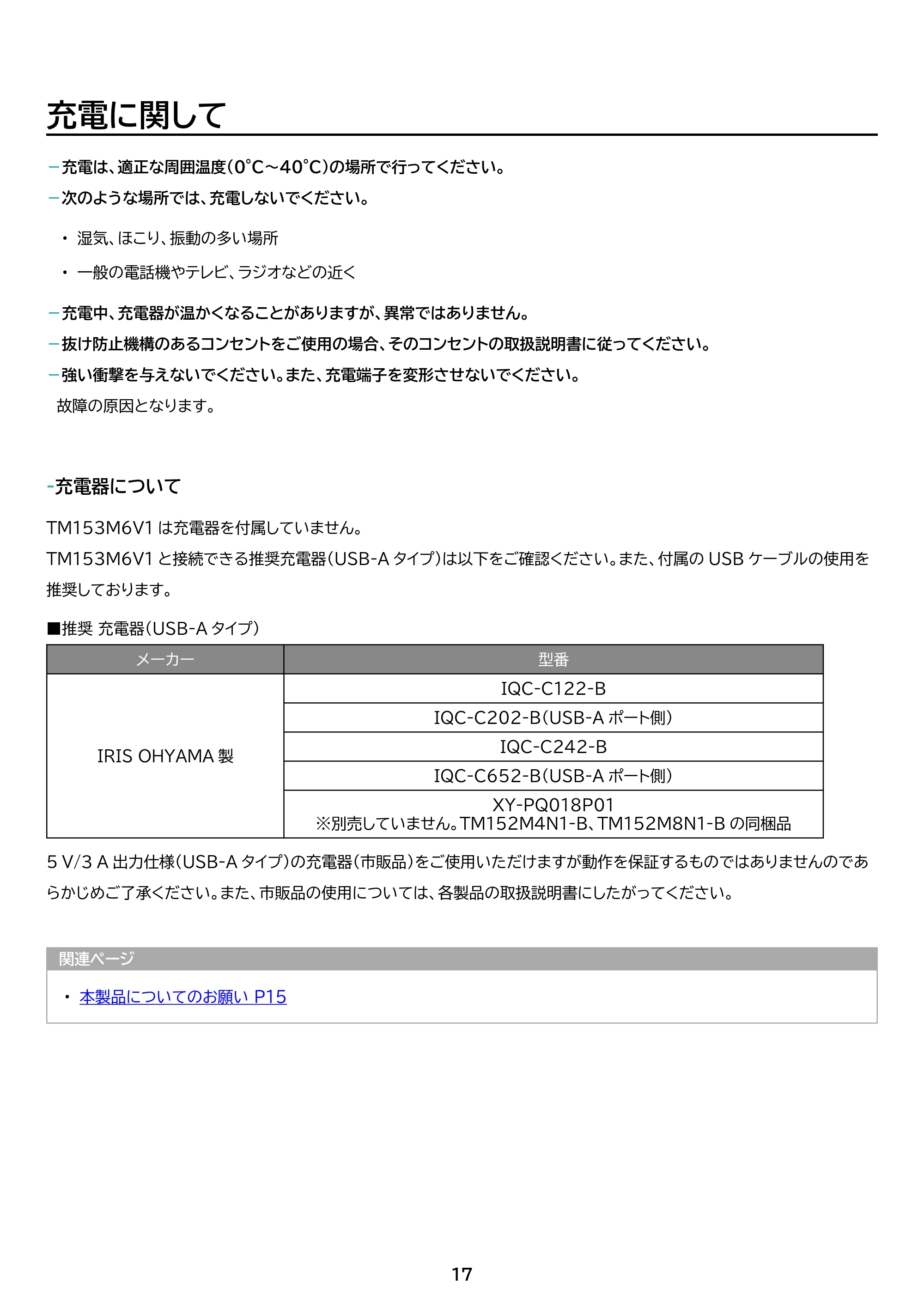 アイリスオーヤマ TM153M6V1-B 取扱説明書 — 原本ページ — 17ページ