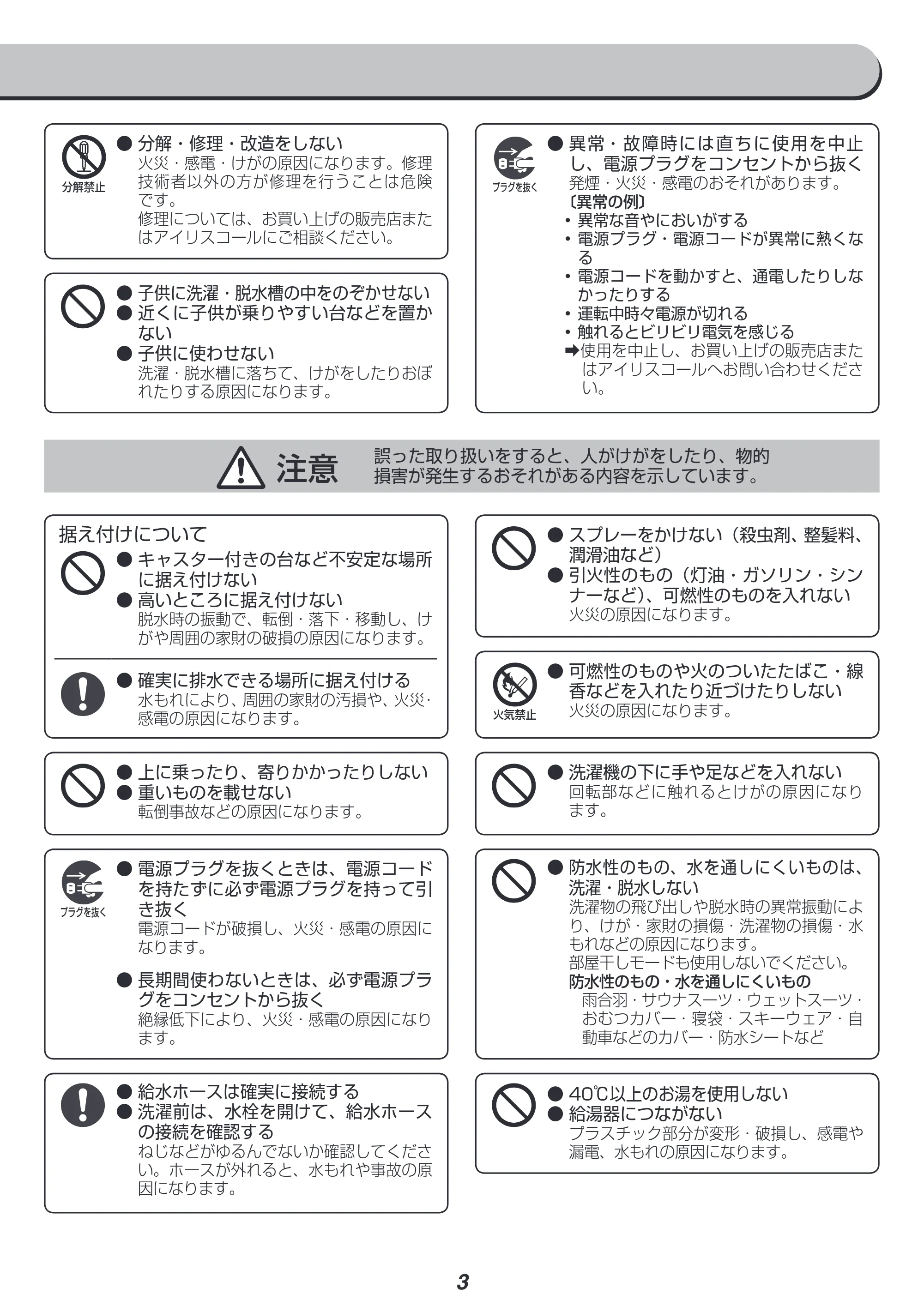 アイリスオーヤマ IAW-T501 取扱説明書 — 原本ページ — 3ページ