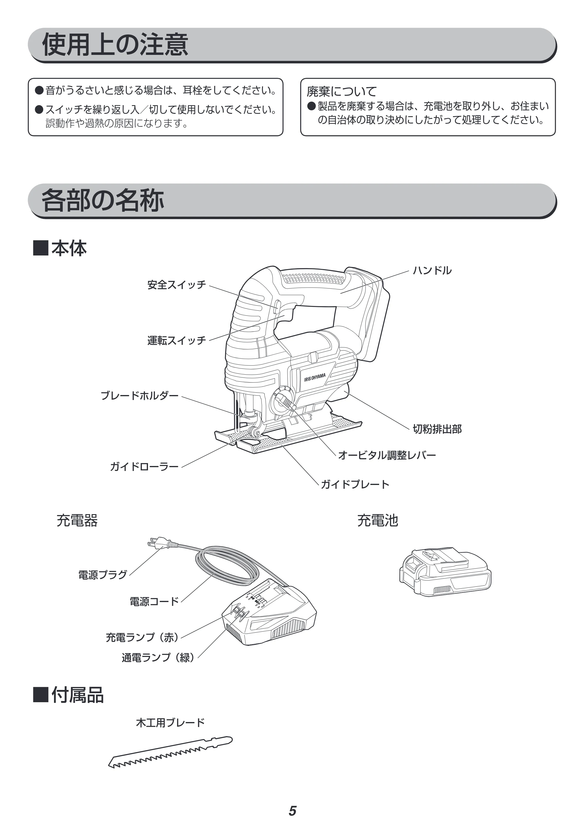 アイリスオーヤマ JJS181 取扱説明書 — 原本ページ — 5ページ