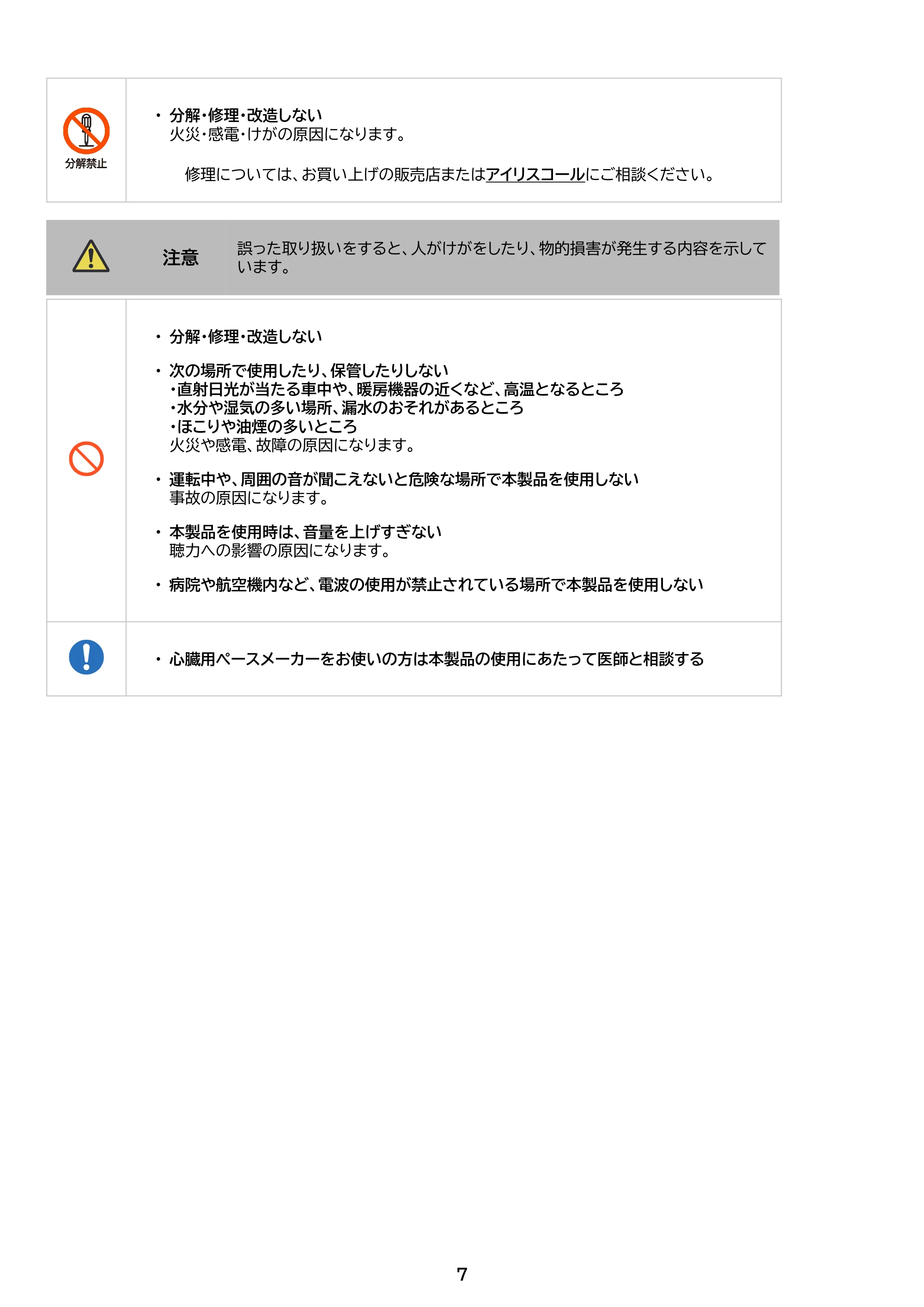 アイリスオーヤマ WEP-101 取扱説明書 — 原本ページ — 7ページ