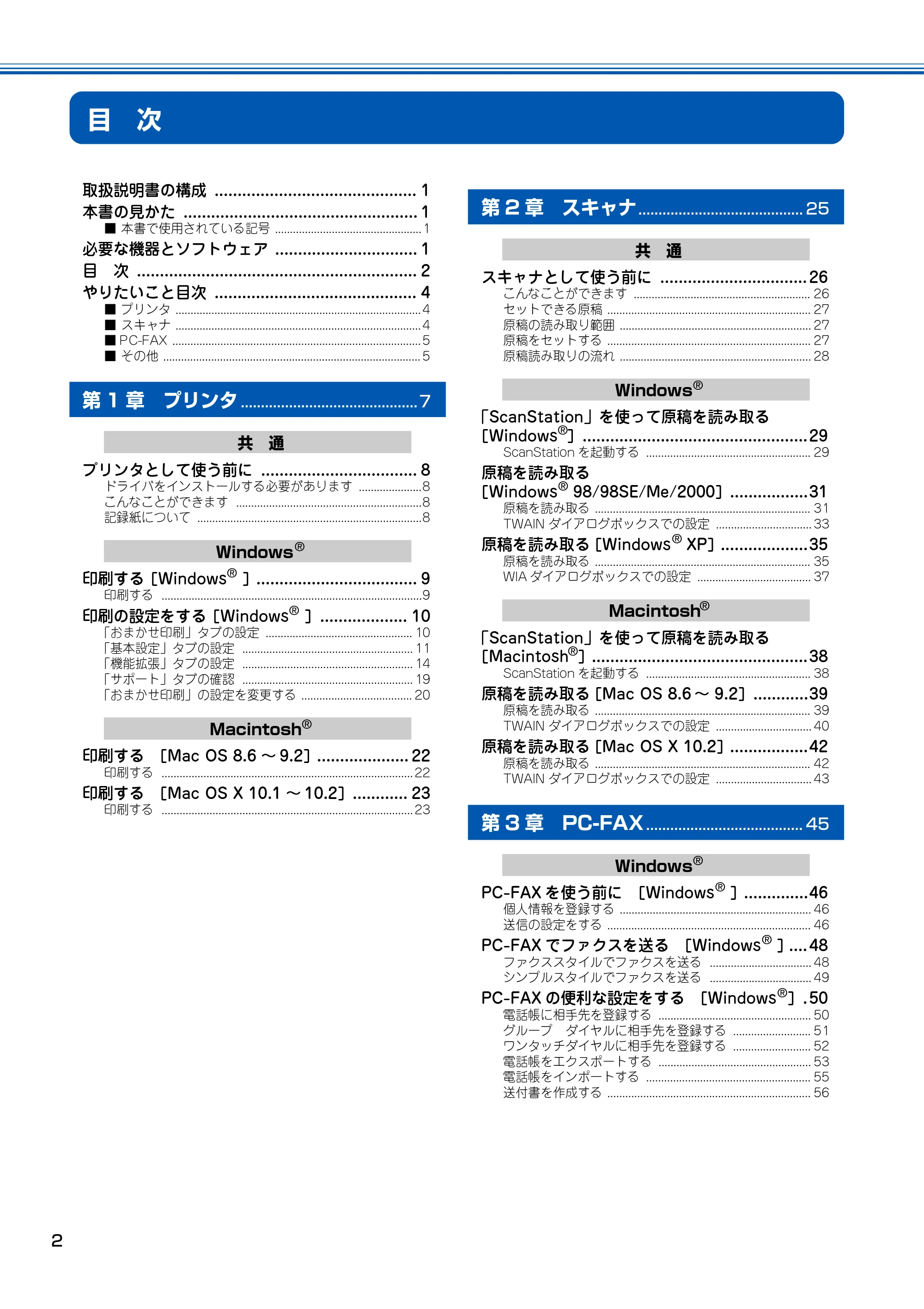 ブラザー MFC-100 ユーザーズガイド ~パソコン活用編~ — 目 次 — 原本ページ — 3ページ