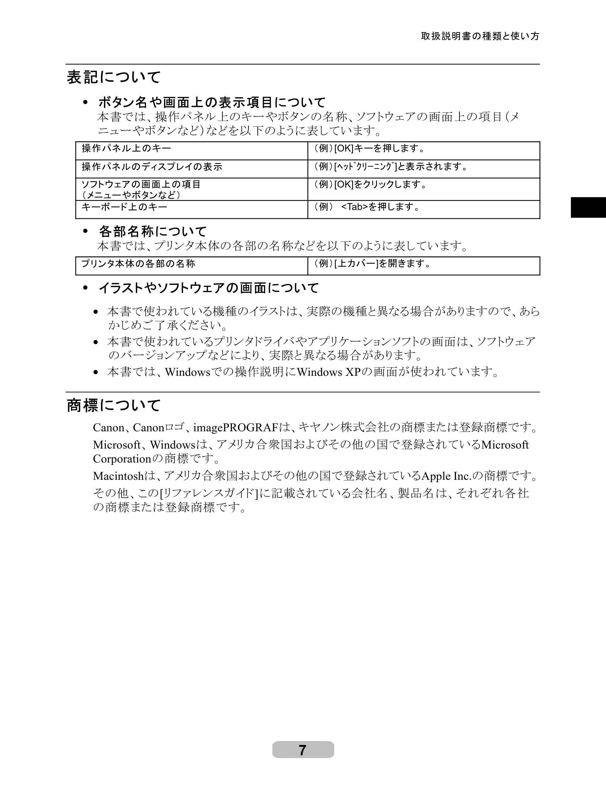 キヤノン iPF605/605L リファレンスガイド （PDF形式／6.05Mバイト） — 原本ページ — 7ページ