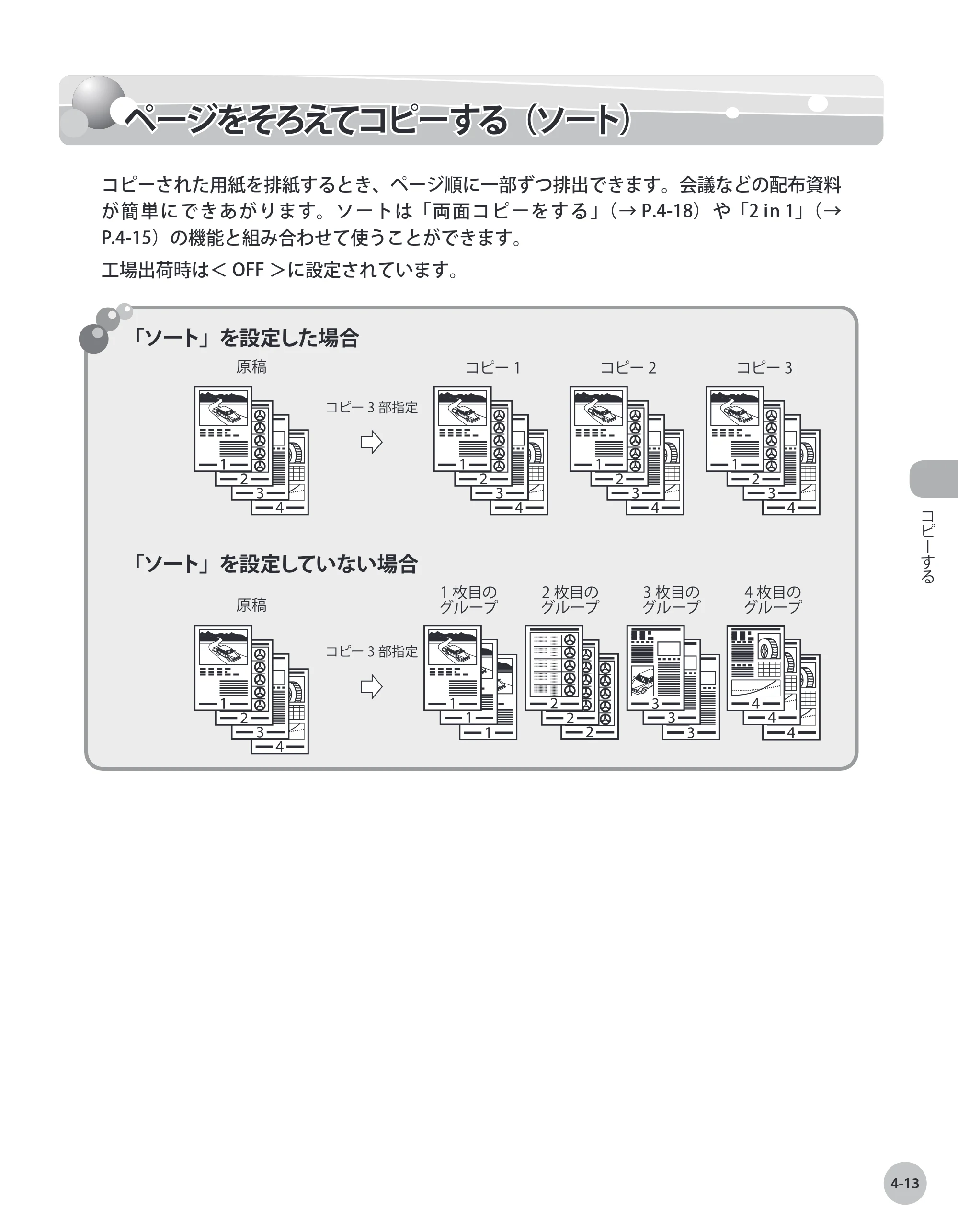 キヤノン MF4380dn/MF4370dn/MF4350d/MF4330d/D450 基本操作ガイド 2010年5月13日更新 （PDF形式／14.2Mバイト） — ページをそろえてコピーする（ソート） — 原本ページ — 84ページ