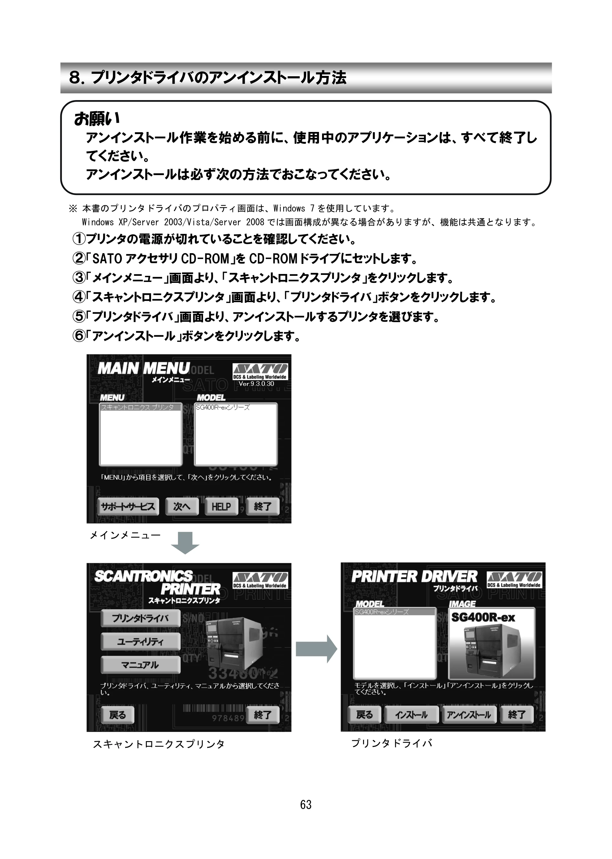 サトー SG408R-ex / 412R-ex / 424R-ex セットアップガイド（初版） — 原本ページ — 64ページ
