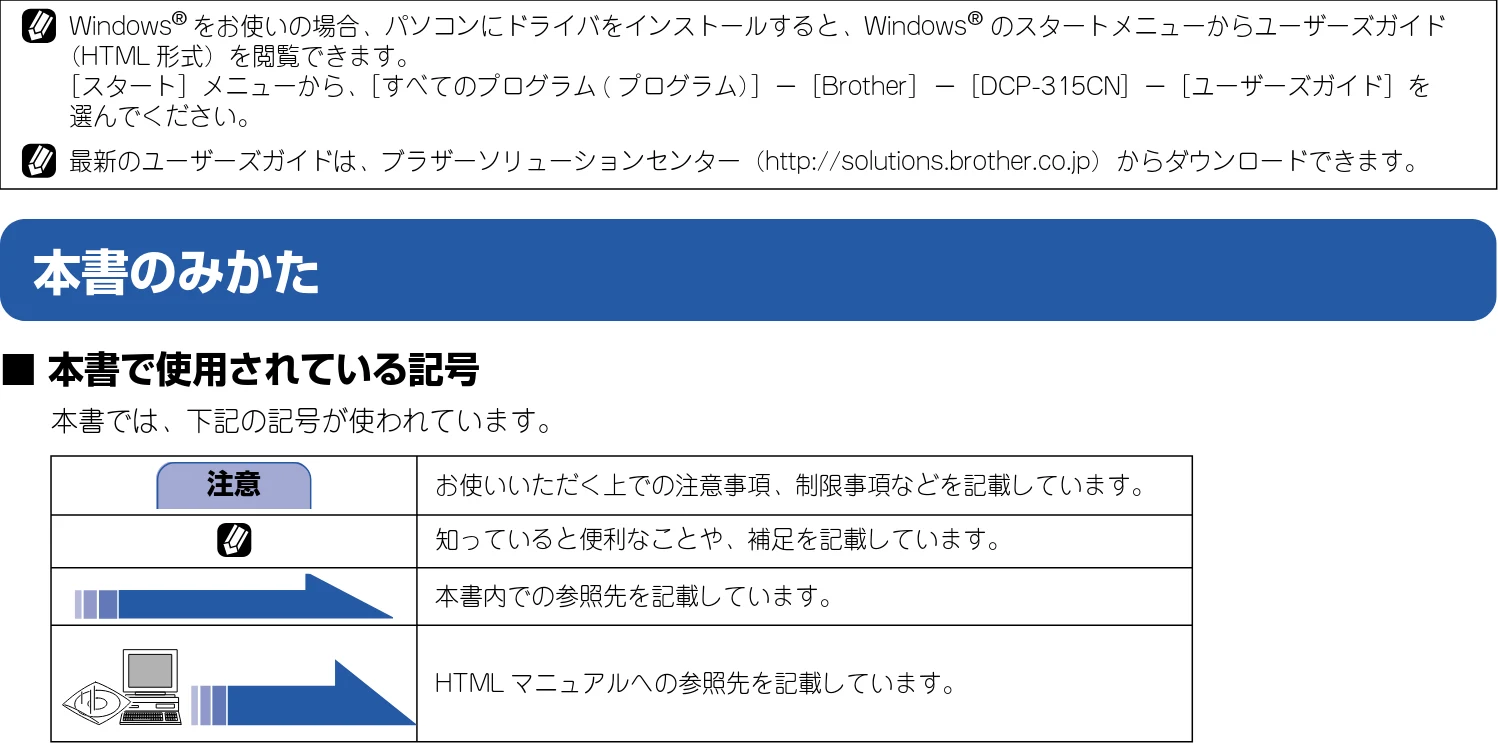 ブラザー DCP-315CN 取扱説明書(本体) — ユーザーズガイドの構成 — 図版 2-1 — 2ページ