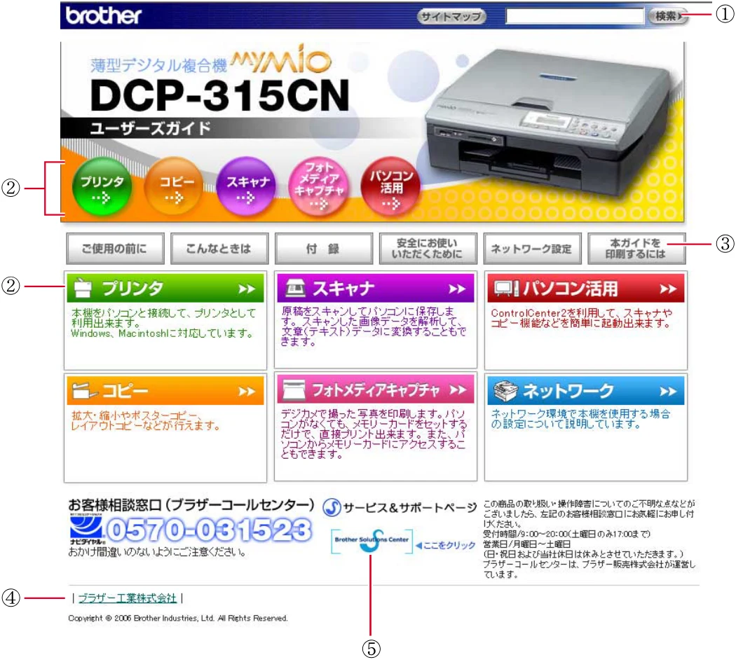ブラザー DCP-315CN 取扱説明書(本体) — ユーザーズガイド(HTML版)の表示画面と操作 — 図版 3-1 — 3ページ