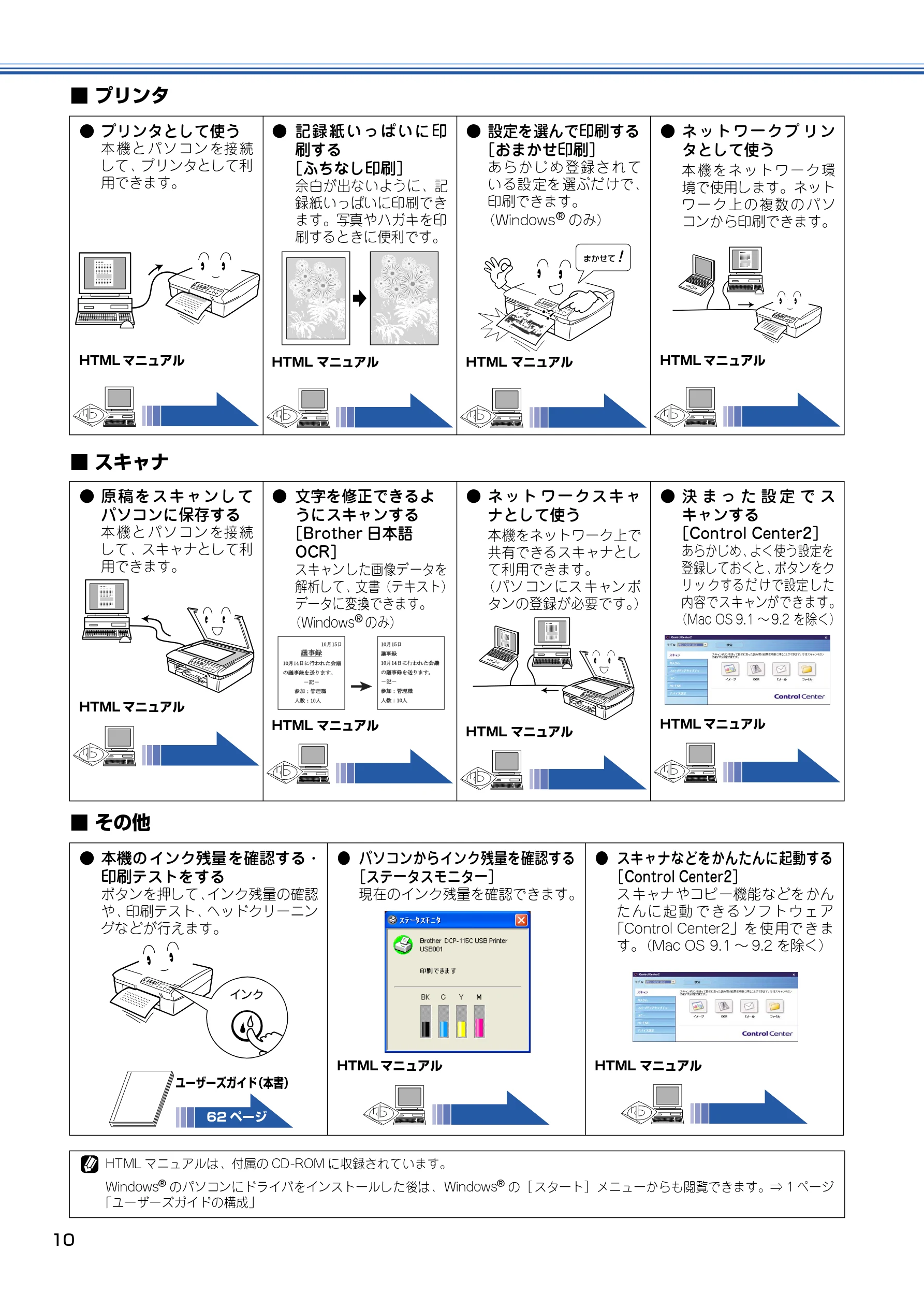 ブラザー DCP-315CN 取扱説明書(本体) — ■プリンタ — 図版 11-1 — 11ページ