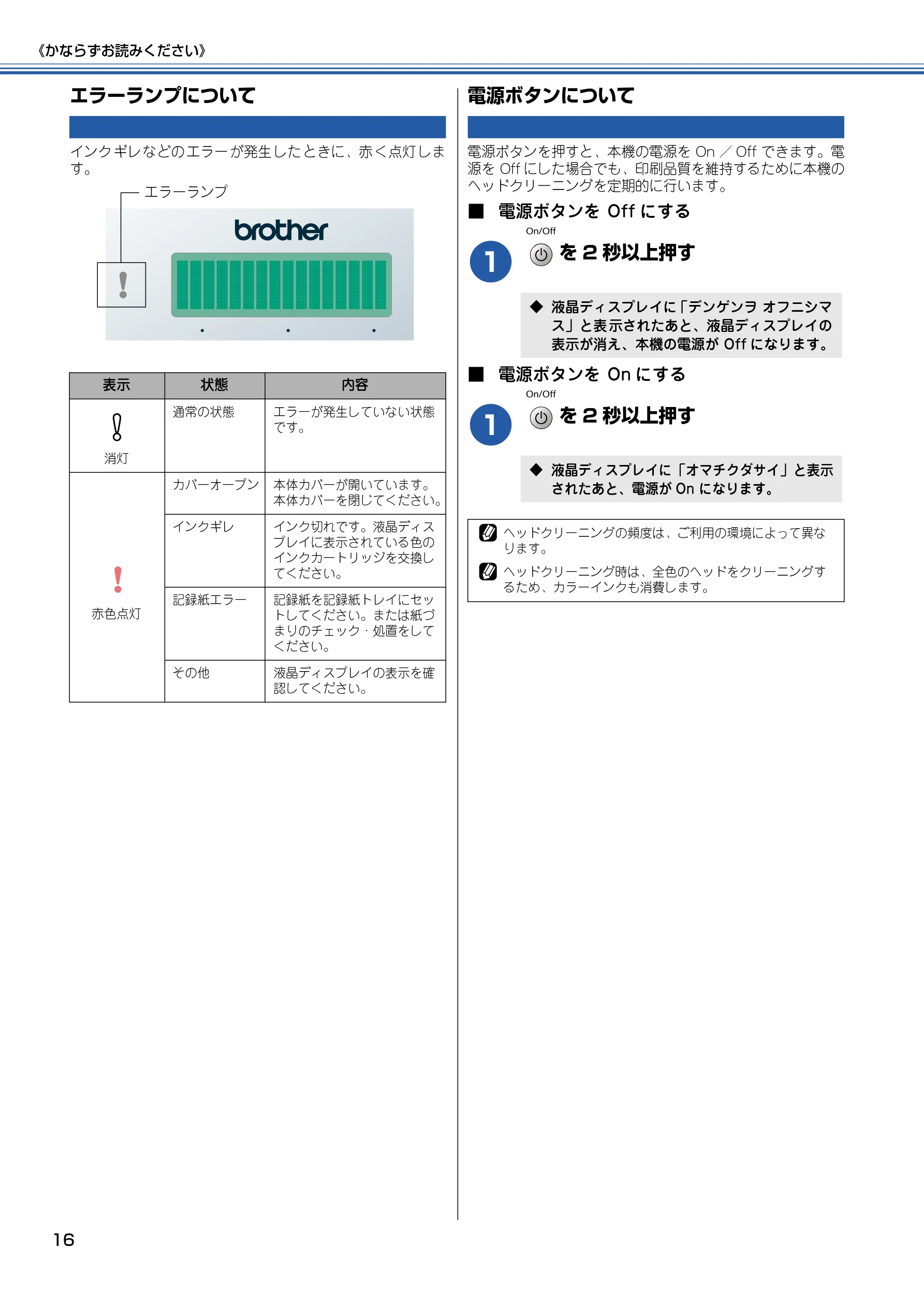 ブラザー DCP-315CN 取扱説明書(本体) — エラーランプについて — 図版 17-1 — 17ページ