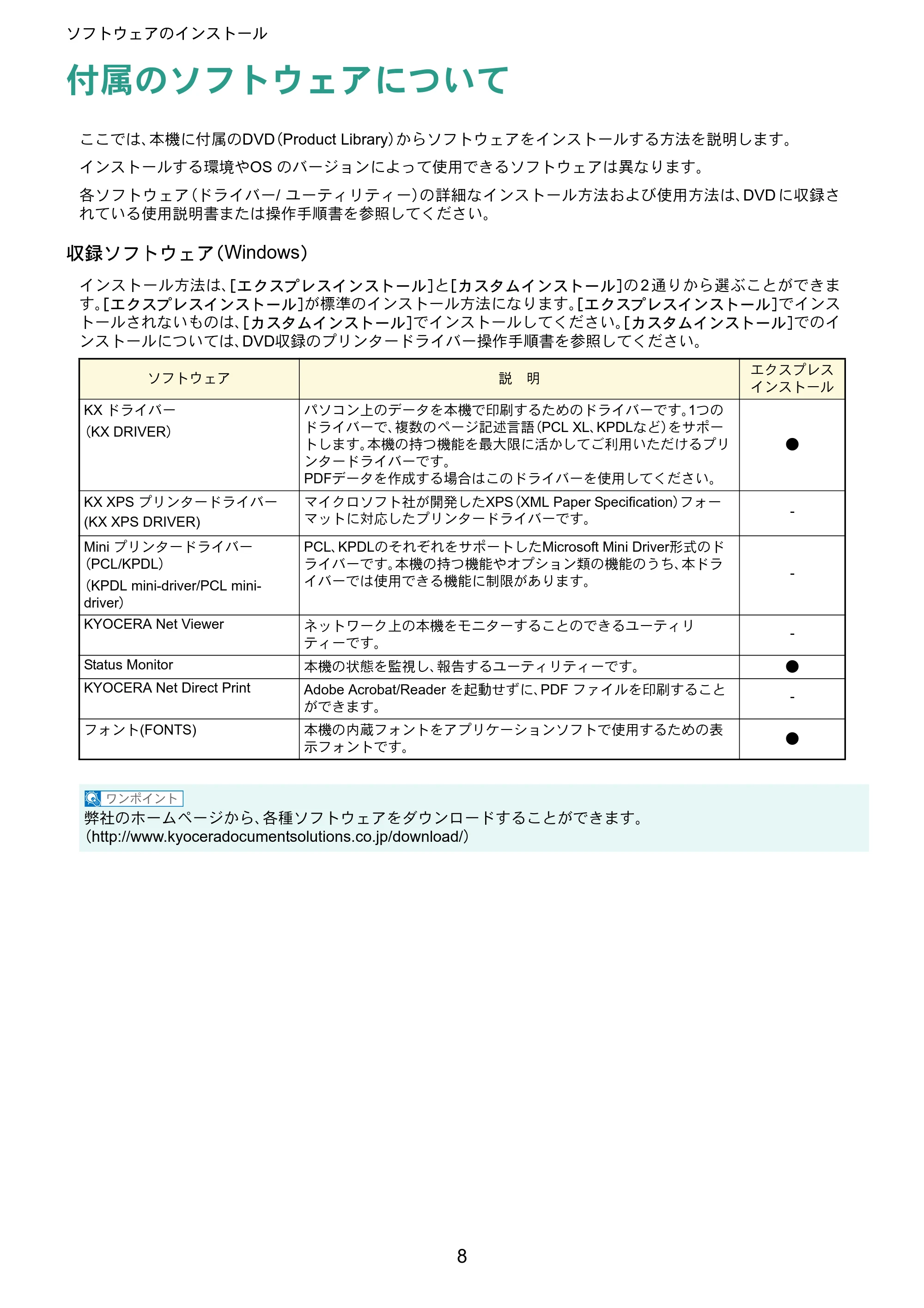 京セラ ECOSYS P7040cdn ECOSYS P7040cdn クイックガイド — ソフトウェアのインストール — 原本ページ — 8ページ