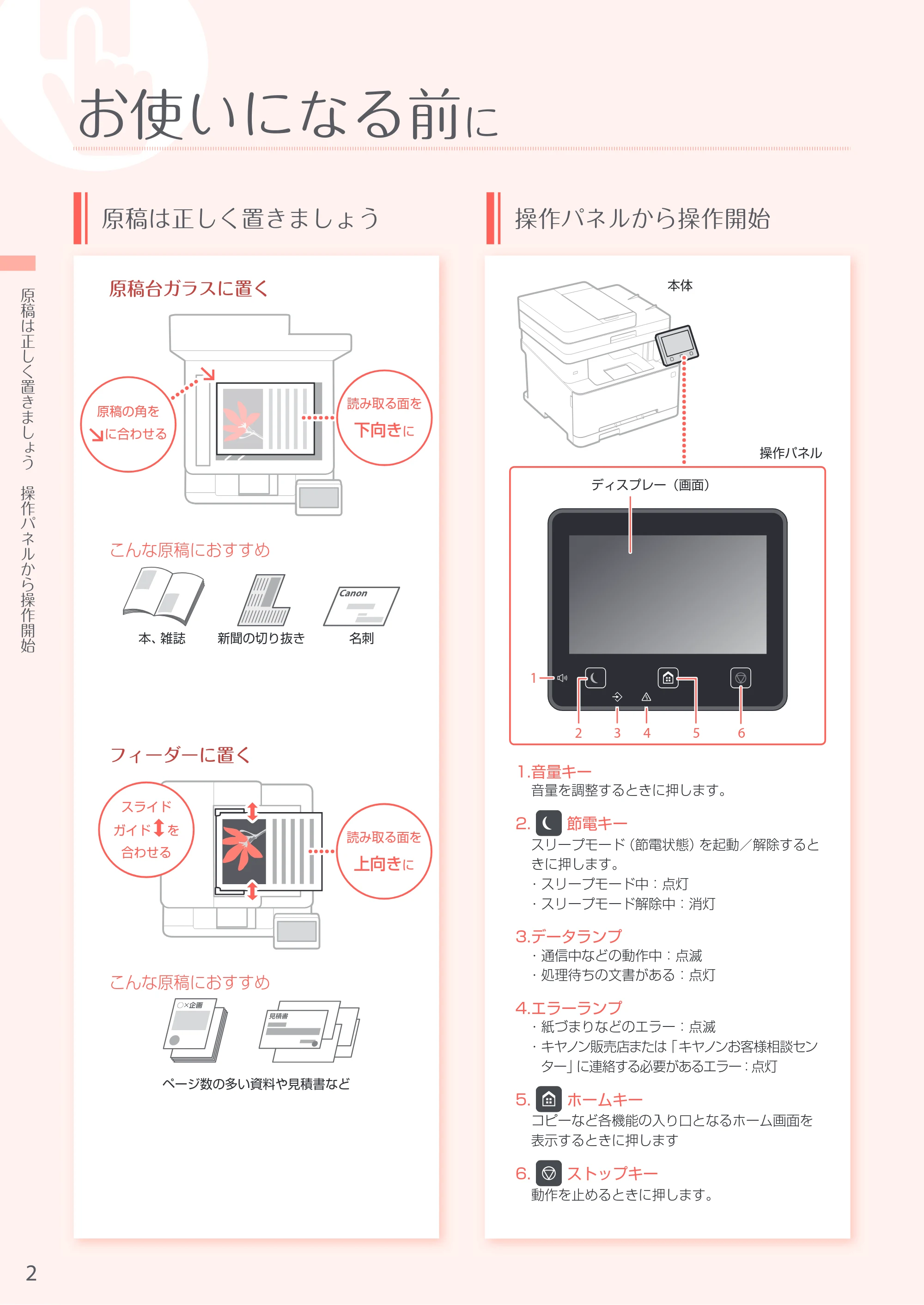 キヤノン MF735Cdw・MF733Cdw・MF731Cdw・MF634Cdw・MF632Cdw MF634cdw/MF632cdw かんたん操作ガイド 2017年11月1日掲載(PDF:12.1MB) — 原本ページ — 2ページ