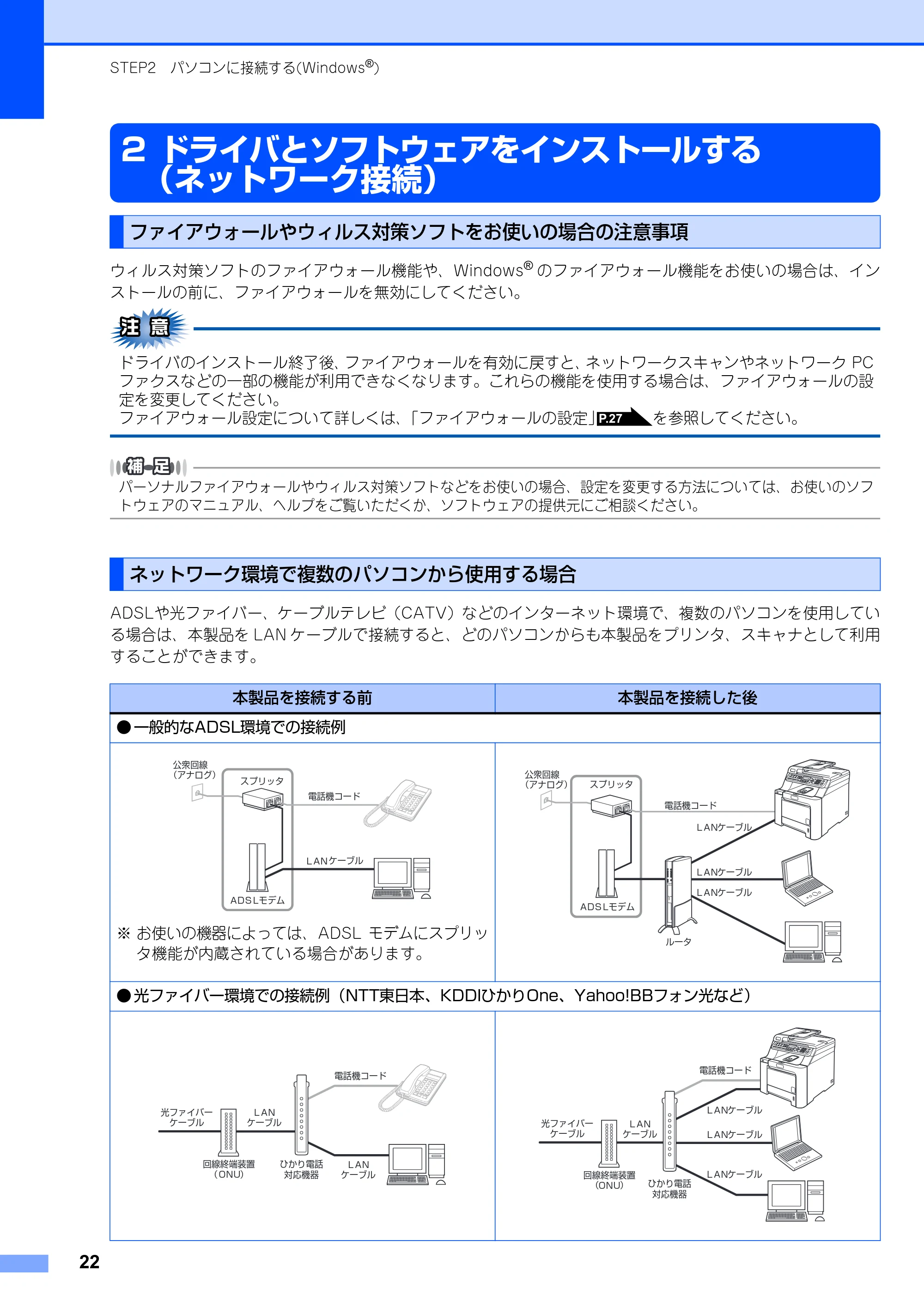 ブラザー MFC-9440CN かんたん設置ガイド — 2 ドライバとソフトウェアをインストールする (ネットワーク接続) — 原本ページ — 23ページ
