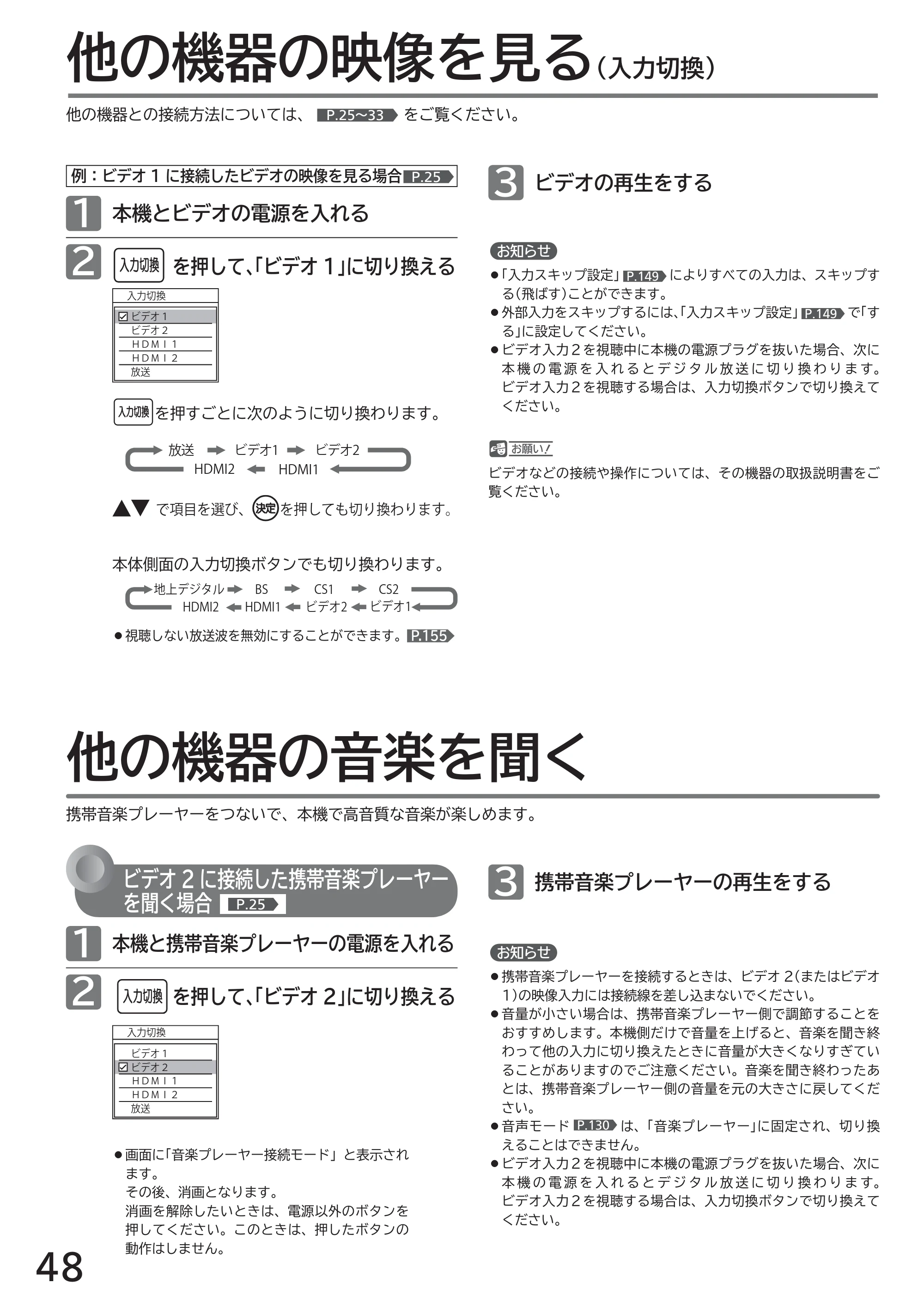 日立 L32-GP35A 取扱説明書 — 他の機器の映像を見る（入力切換） — 原本ページ — 48ページ