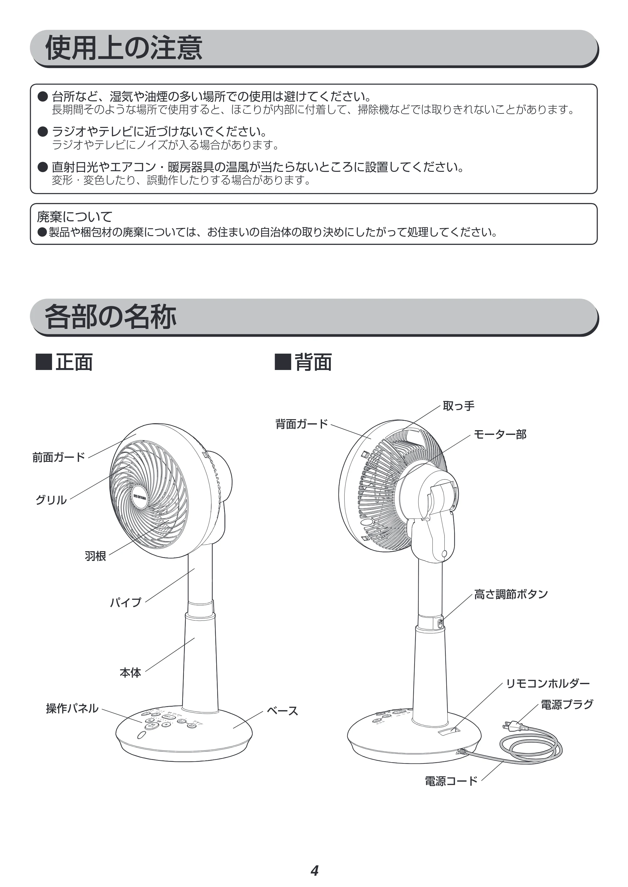 アイリスオーヤマ STF-DC15T 取扱説明書 — 原本ページ — 4ページ