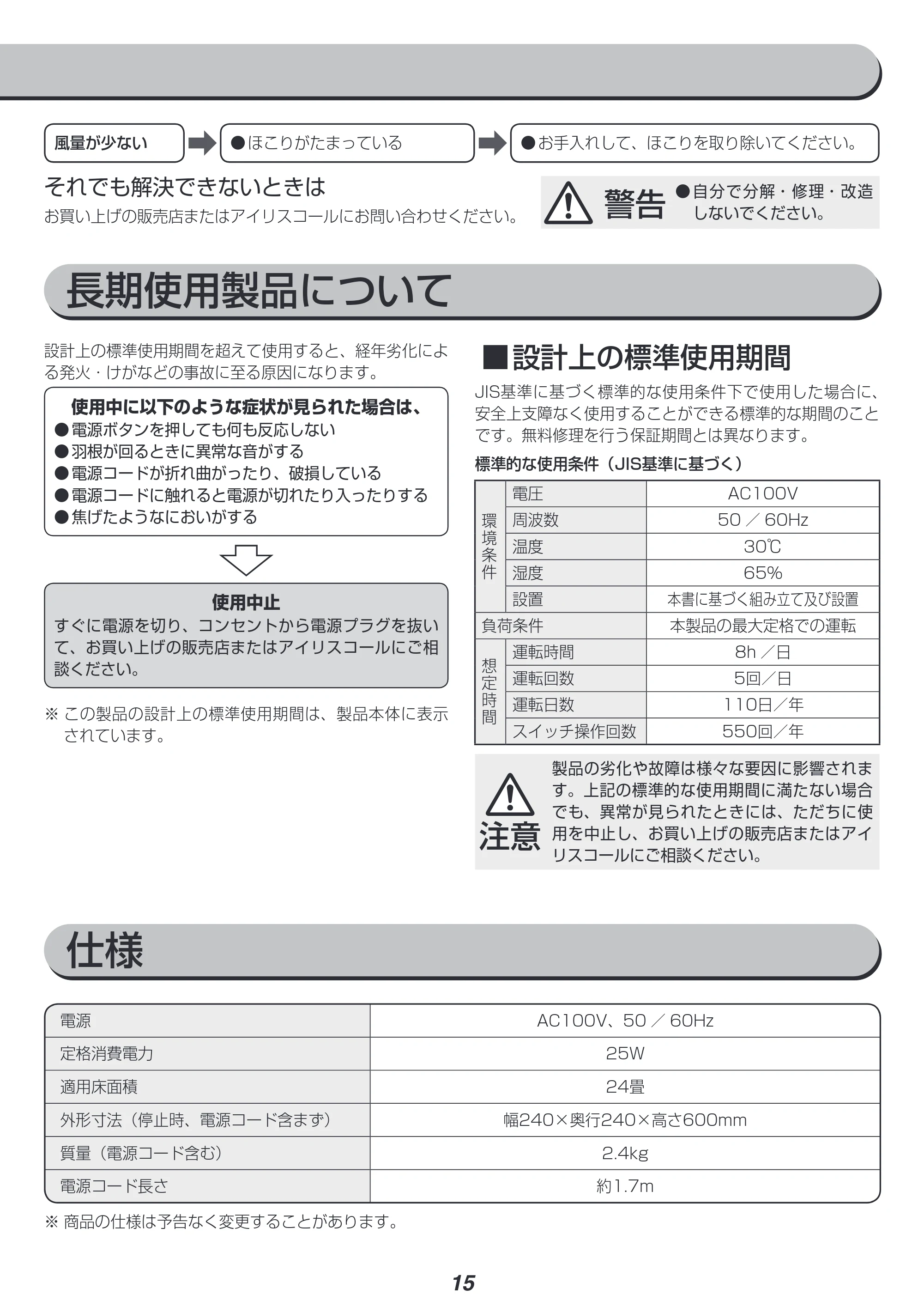 アイリスオーヤマ STF-DC15T 取扱説明書 — 原本ページ — 15ページ