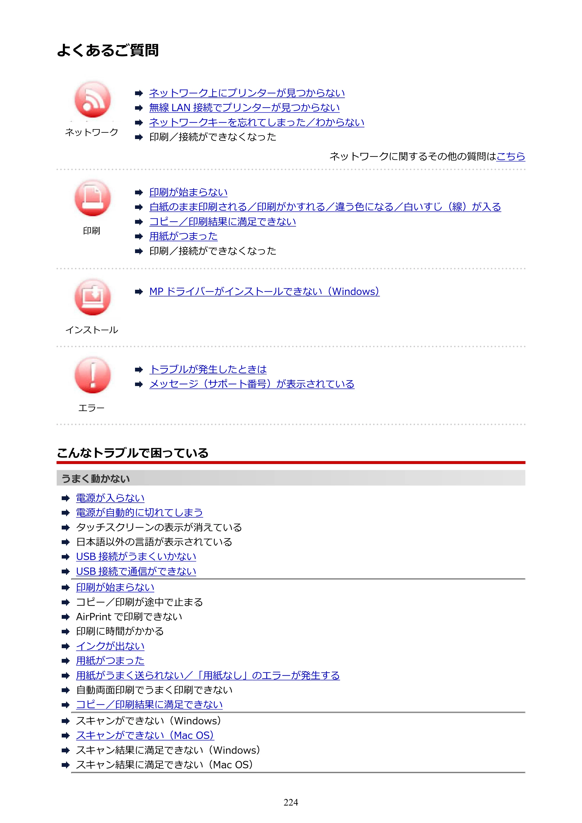 キヤノン PIXUS TS6130 電子マニュアル PDF版（Mac版）（PDF：12.3MB） — よくあるご質問 — 原本ページ — 224ページ