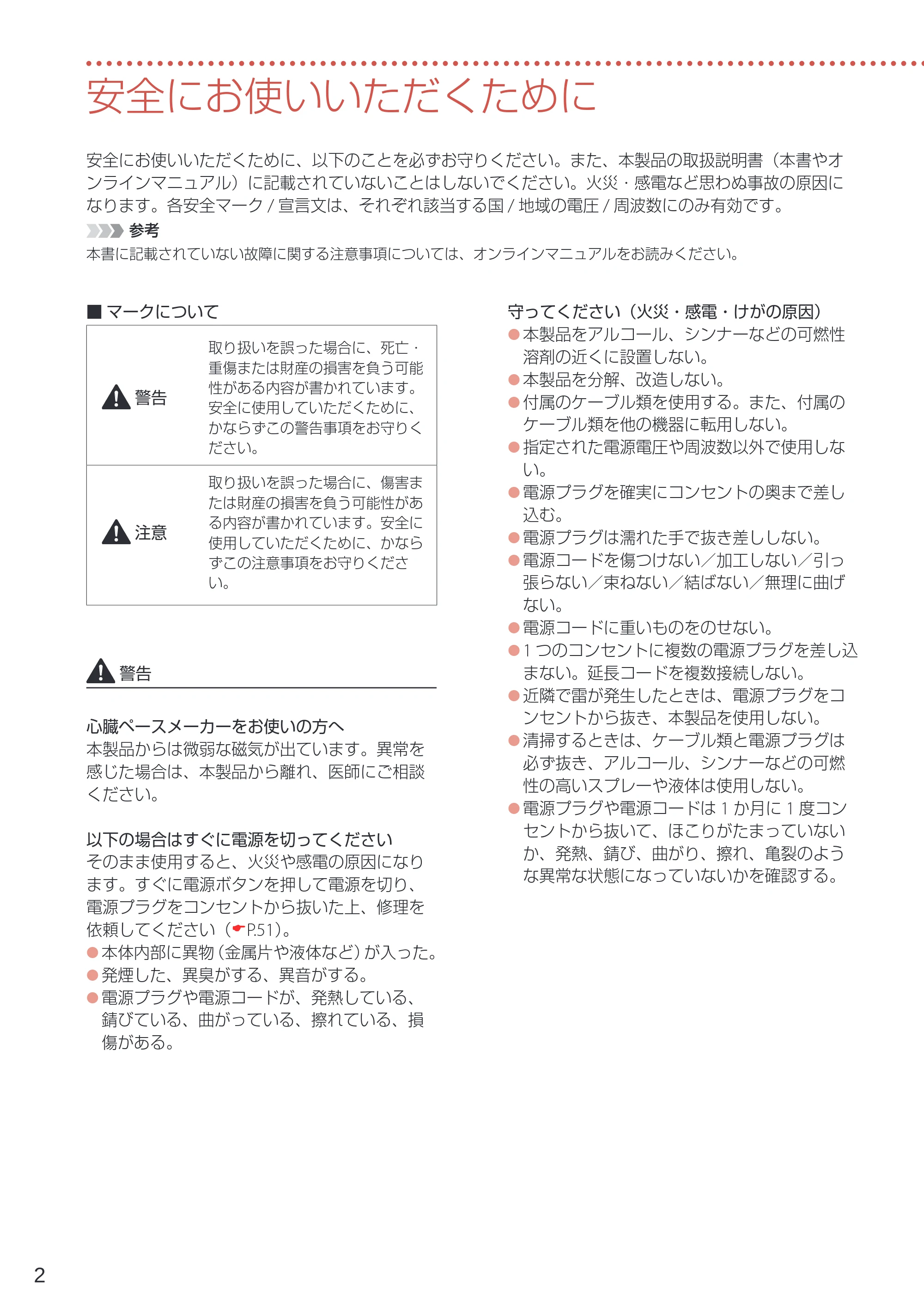 キヤノン GM2030 設置・基本操作マニュアル 2022年2月15日掲載（PDF：7.84MB） — 安全にお使いいただくために — 原本ページ — 4ページ