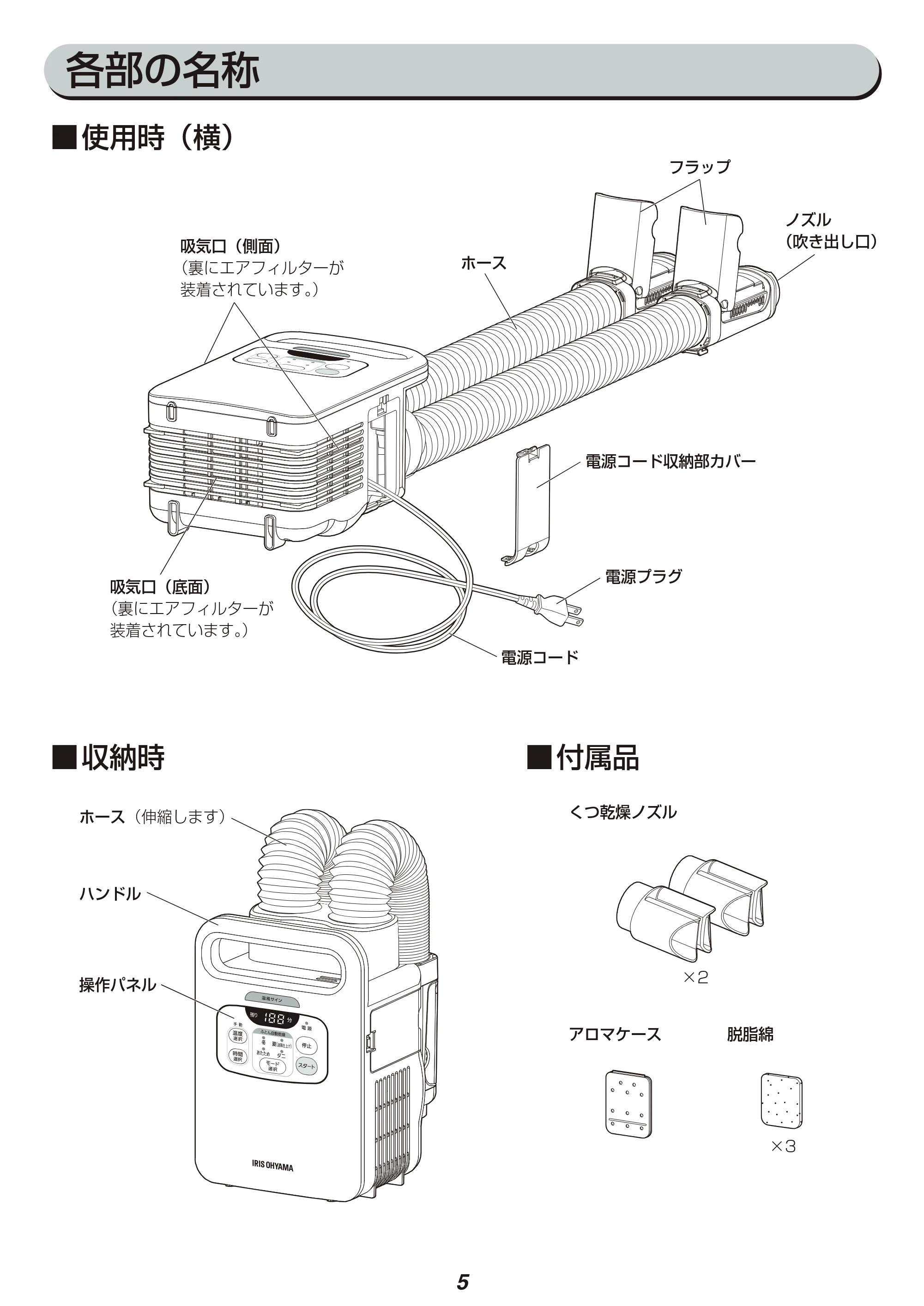 アイリスオーヤマ KFK-W1-WP 取扱説明書 — 原本ページ — 5ページ