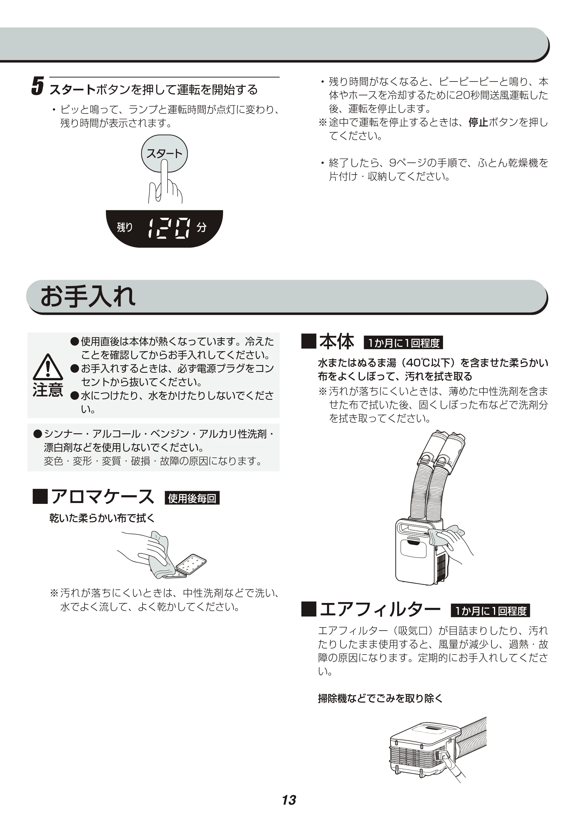 アイリスオーヤマ KFK-W1-WP 取扱説明書 — 原本ページ — 13ページ