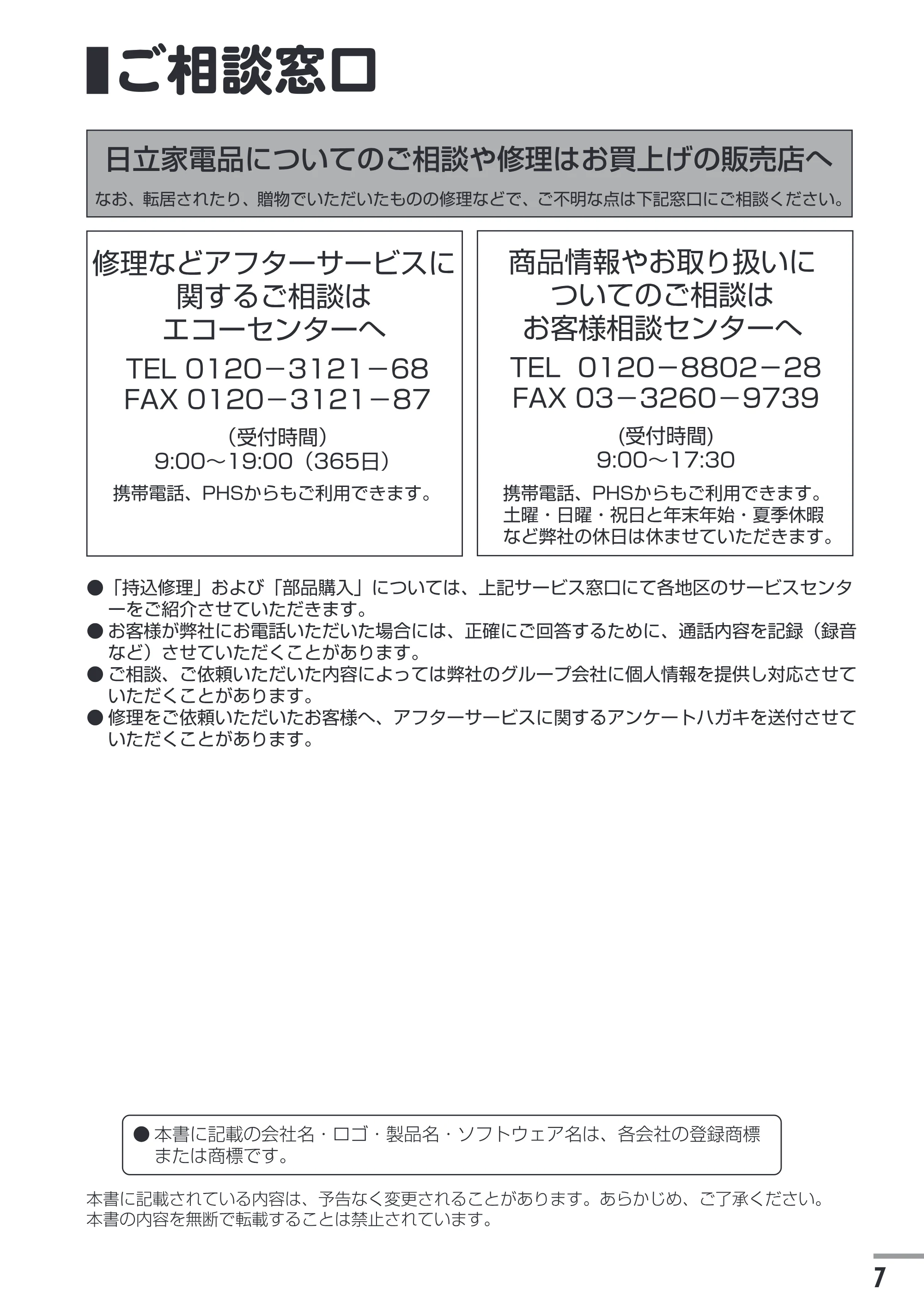 日立 HTE-Z02 取扱説明書 — 原本ページ — 7ページ