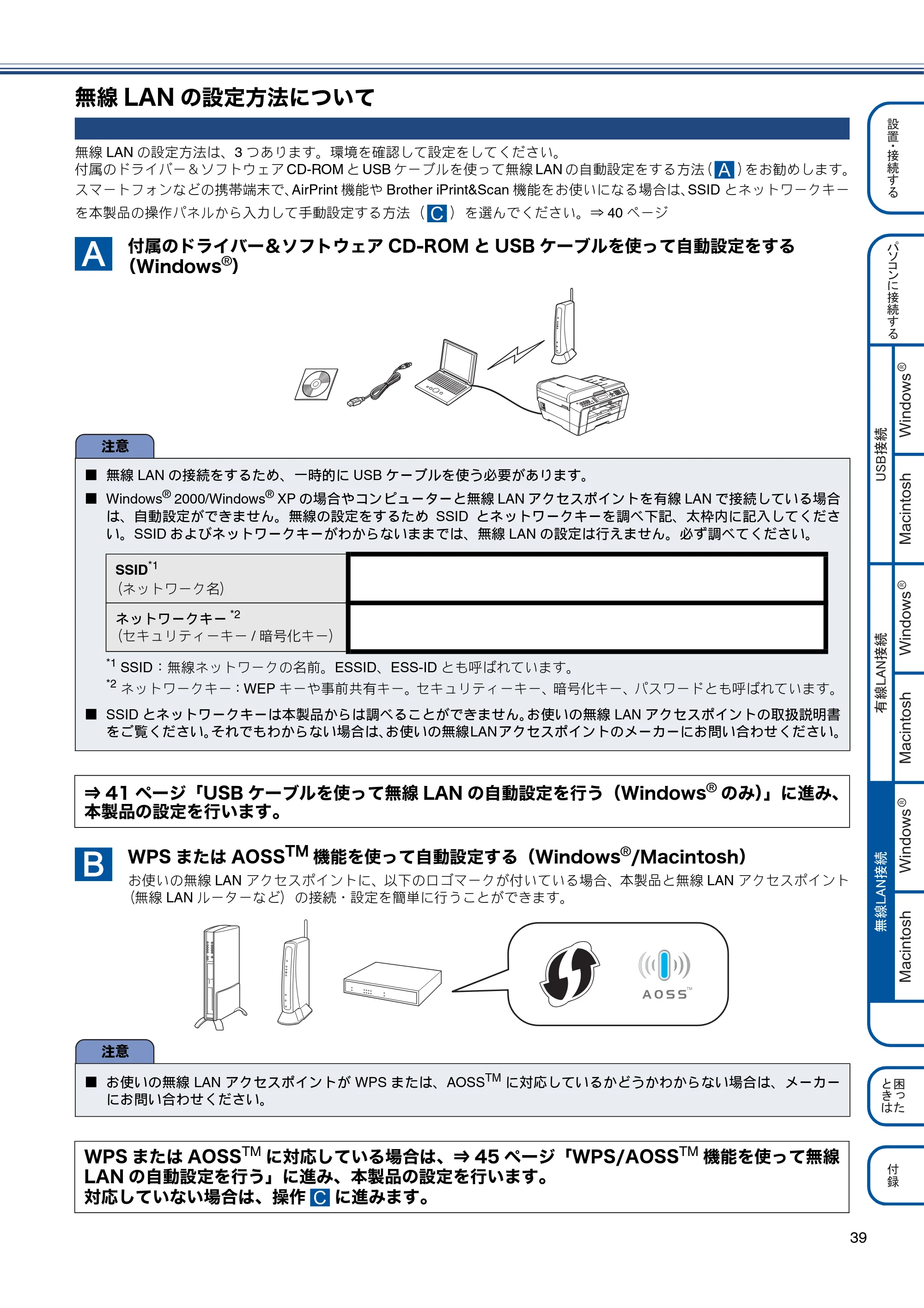 ブラザー MFC-J6510DW / MFC-J6710CDW かんたん設置ガイド — 無線LANの設定方法について — 原本ページ — 41ページ