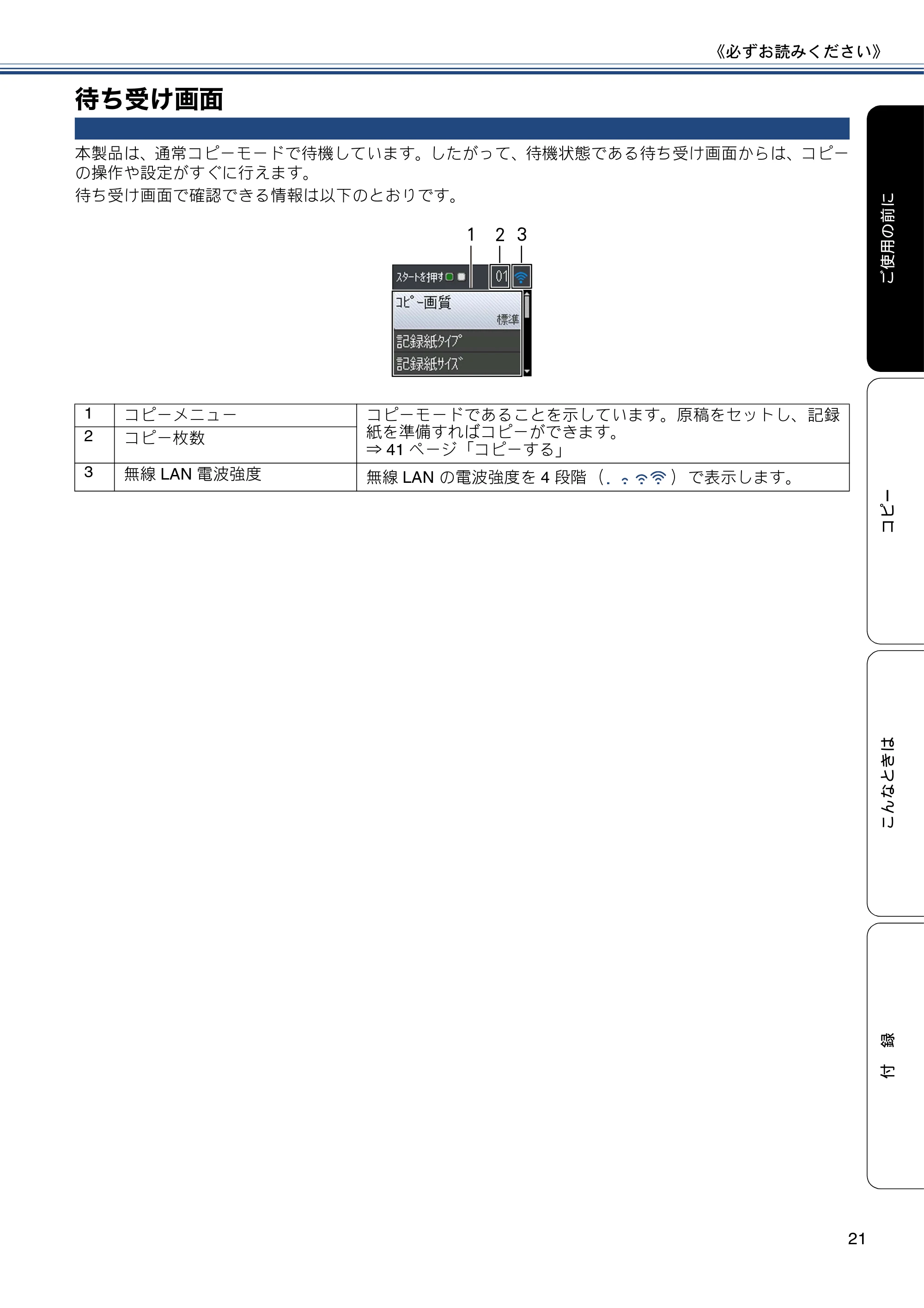 ブラザー DCP-J152N ユーザーズガイド ~基本編~ — 待ち受け画面 — 原本ページ — 21ページ