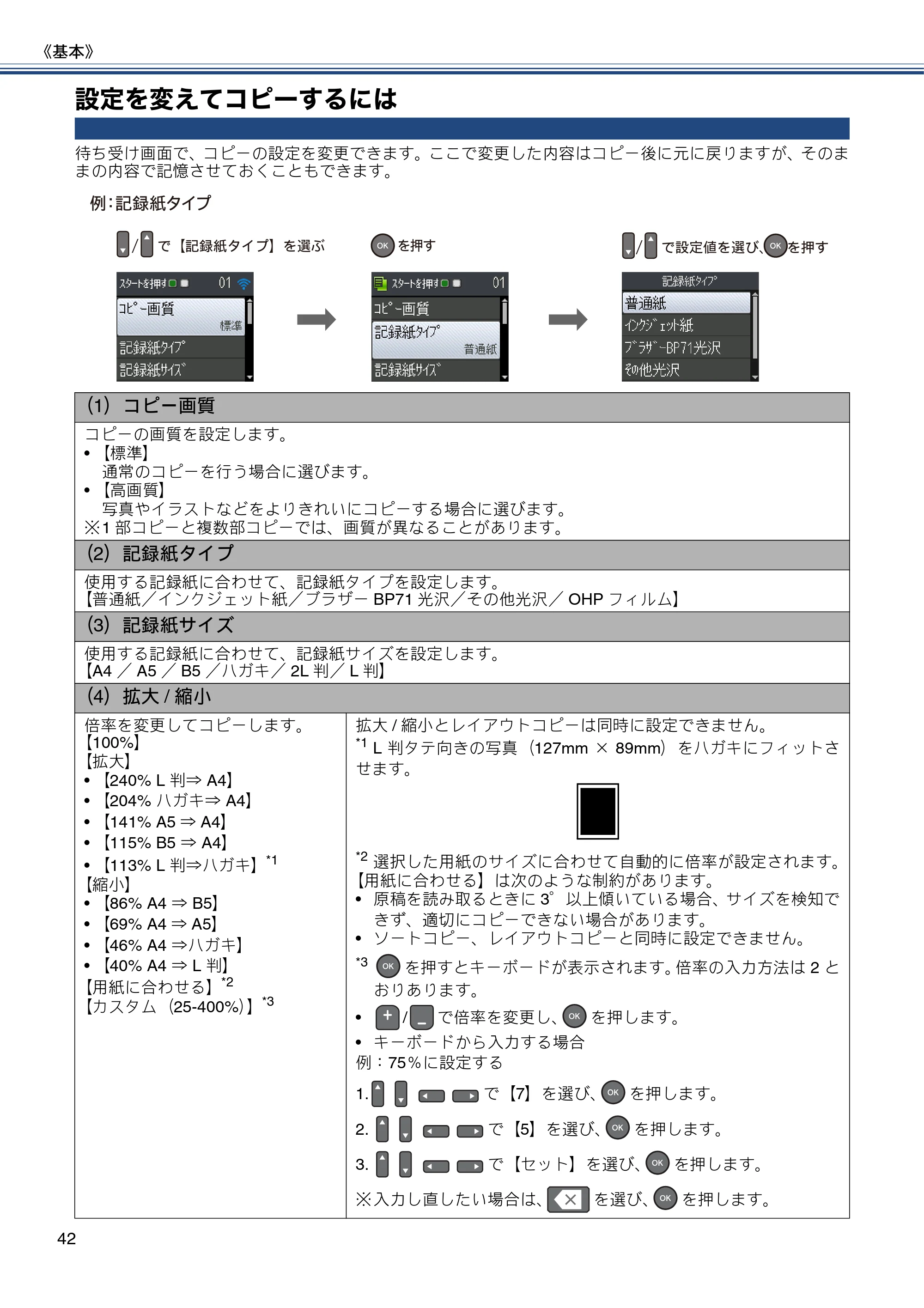 ブラザー DCP-J152N ユーザーズガイド ～基本編～ — 設定を変えてコピーするには — 原本ページ — 42ページ