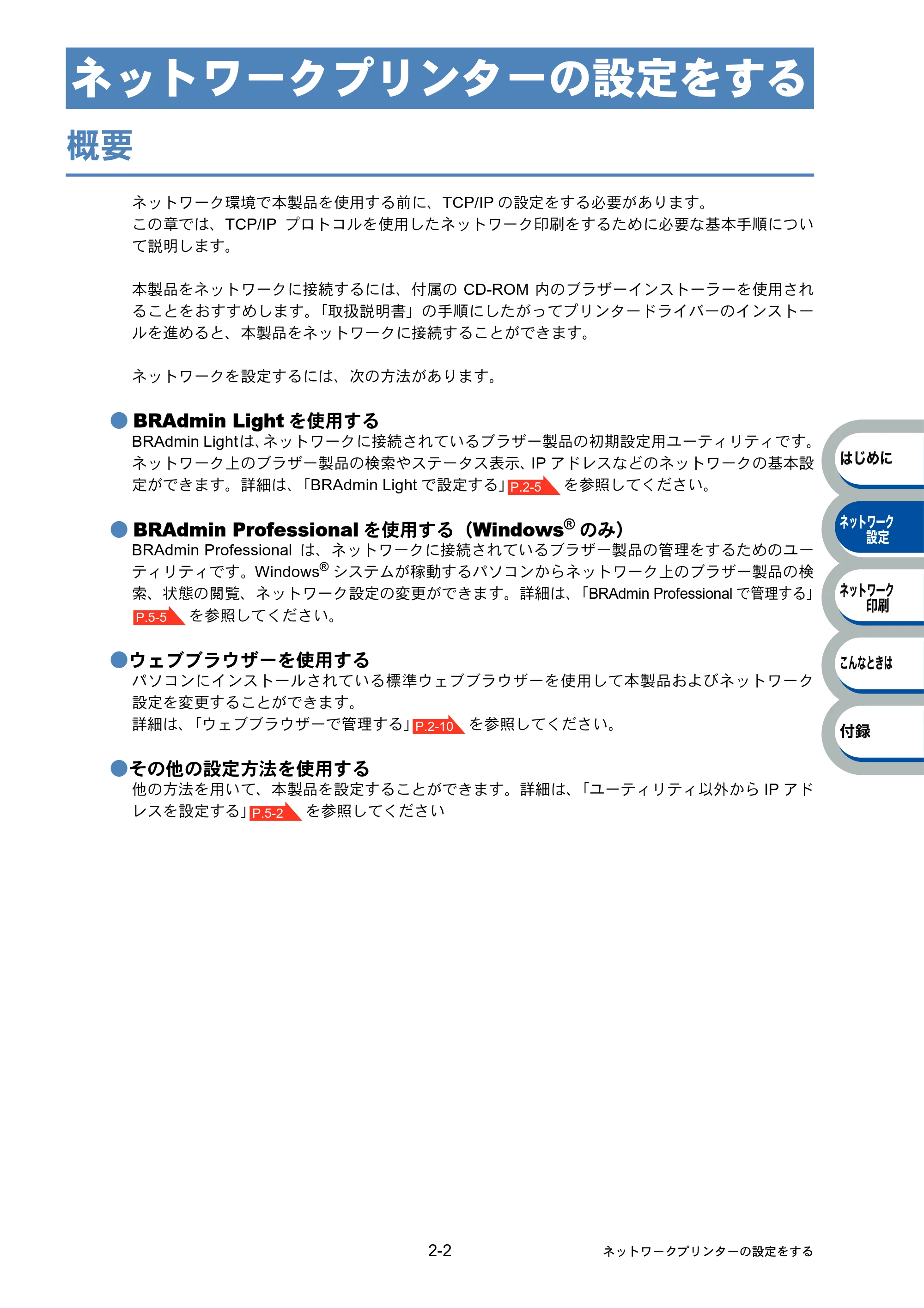 ブラザー PT-9800PCN ネットワーク設定ガイド — ネットワークプリンターの設定をする — 原本ページ — 15ページ