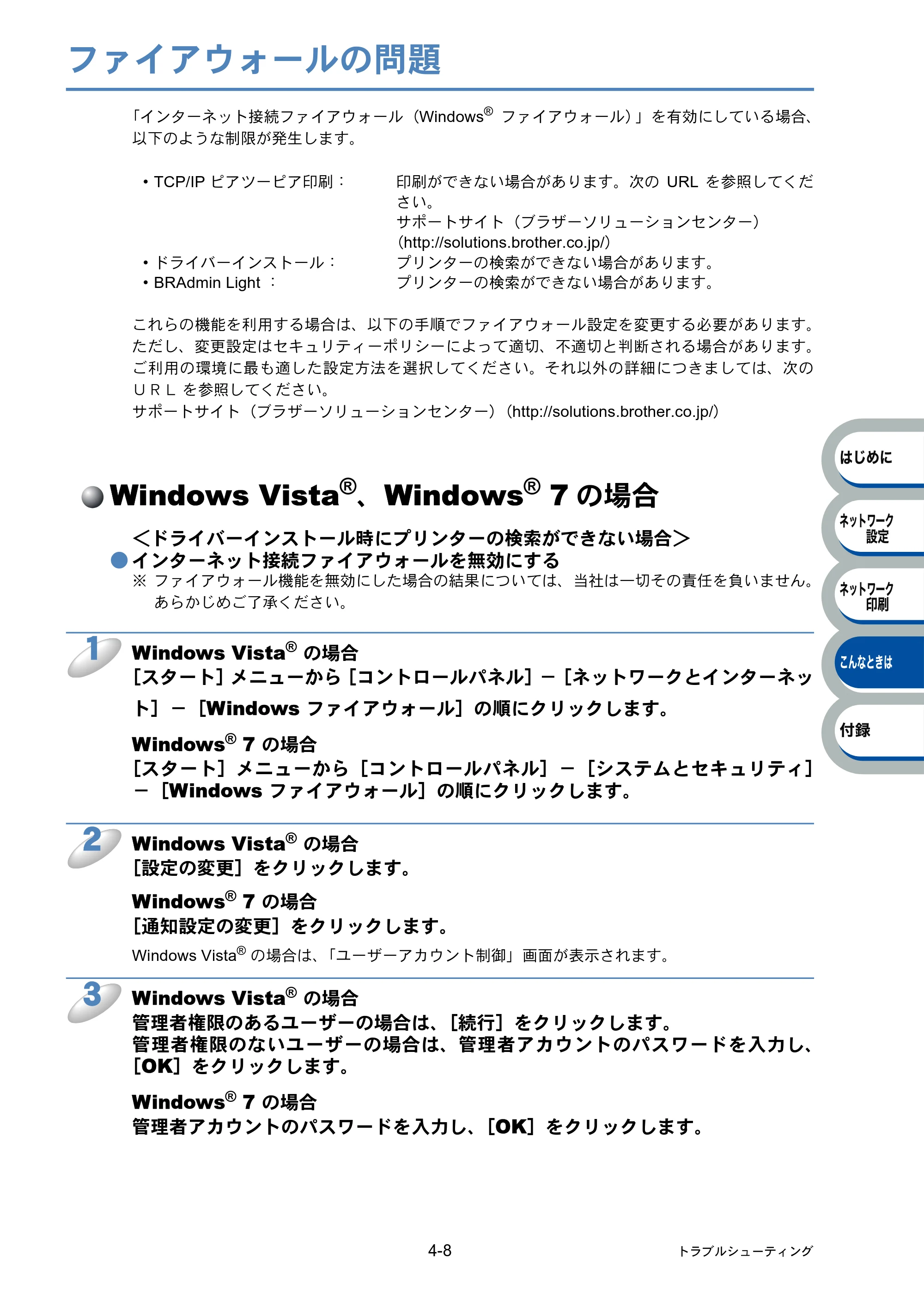 ブラザー PT-9800PCN ネットワーク設定ガイド — ファイアウォールの問題 — 原本ページ — 46ページ