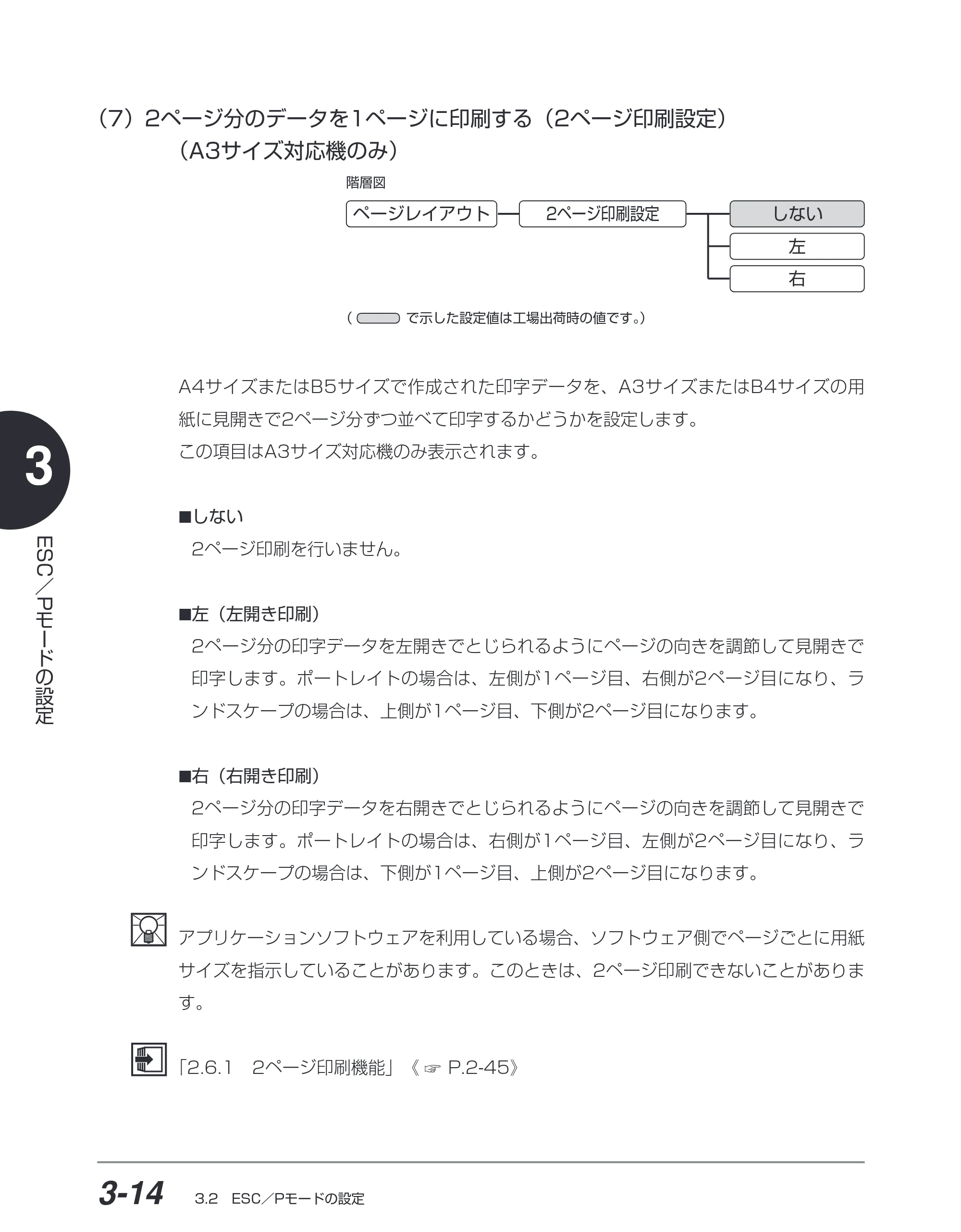 キヤノン BIJ2350/BIJ1350/BIJ1350D ESC／Pユーザーズガイド （PDF形式／2.57Mバイト） — （7）2ページ分のデータを1ページに印刷する（2ページ印刷設定）（A3サイズ対応機のみ） — 原本ページ — 75ページ