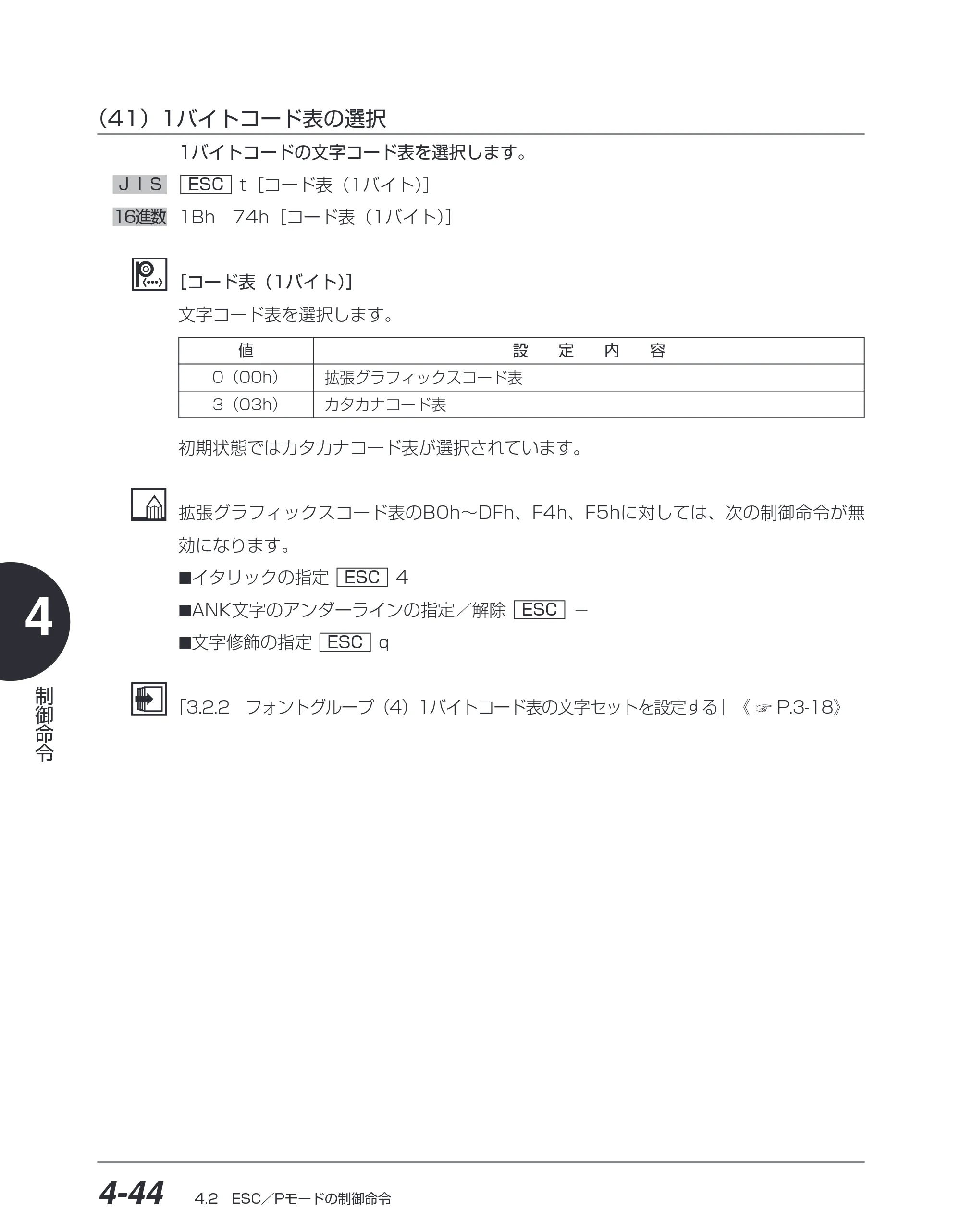 キヤノン BIJ2350/BIJ1350/BIJ1350D ESC／Pユーザーズガイド （PDF形式／2.57Mバイト） — （41）1バイトコード表の選択 — 原本ページ — 135ページ