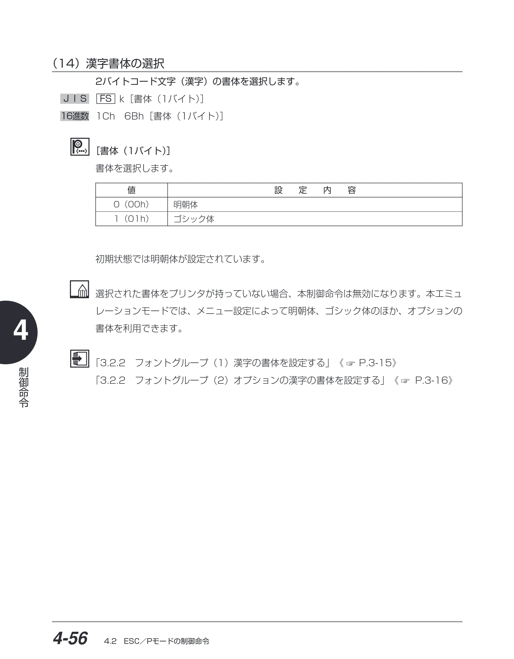 キヤノン BIJ2350/BIJ1350/BIJ1350D ESC／Pユーザーズガイド （PDF形式／2.57Mバイト） — （14）漢字書体の選択 — 原本ページ — 147ページ