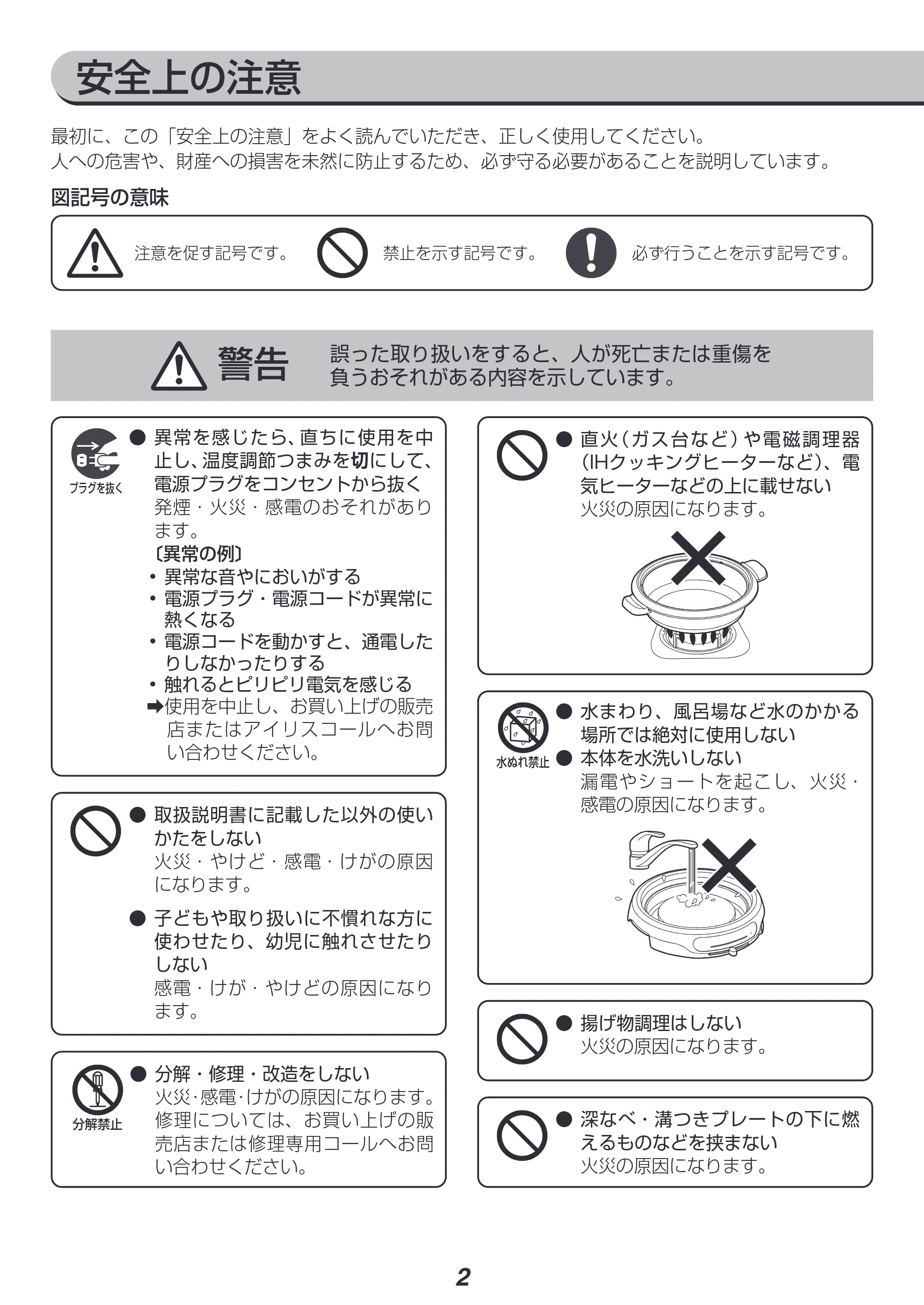 アイリスオーヤマ IGU-B2 取扱説明書 — 原本ページ — 2ページ