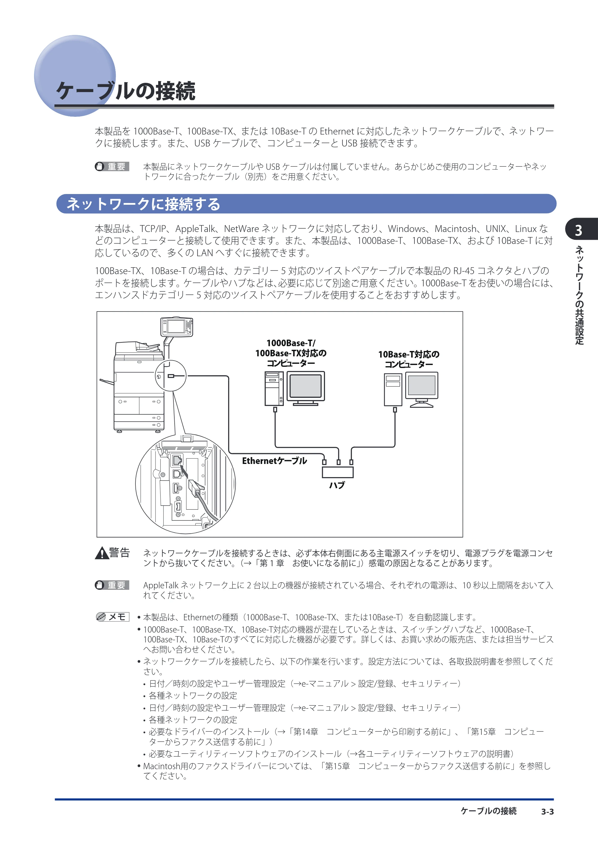 キヤノン imageRUNNER-ADVANCE 6075/6065/6065-R/6055 スタートガイド 2011年12月1日更新 （PDF：15.5MB） — ケーブルの接続 — 原本ページ — 73ページ