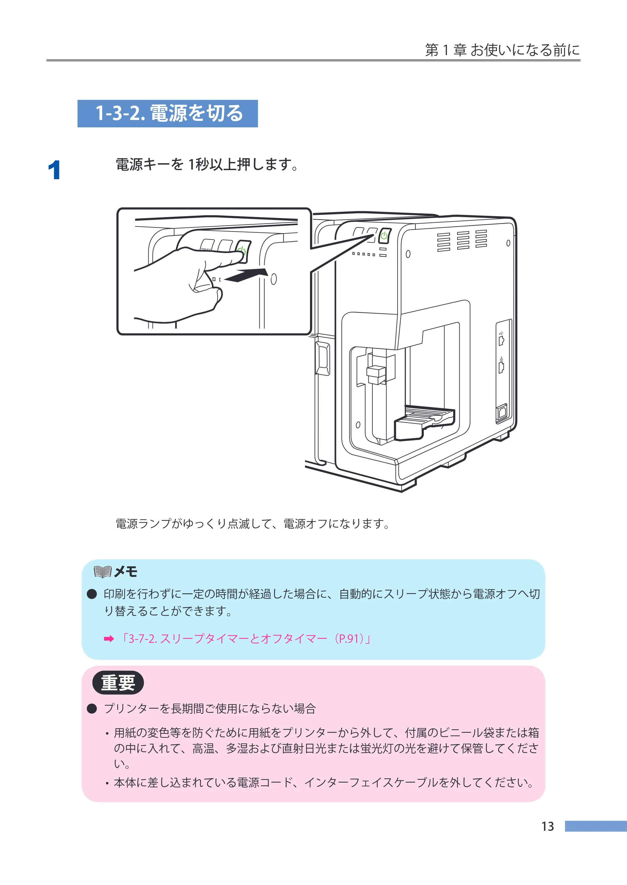 キヤノン CX-G4400 CX-G4400 （BJI-P411M用）ユーザーズガイド※ （PDF形式／16.36Mバイト） — 1-3-2. 電源を切る — 原本ページ — 21ページ