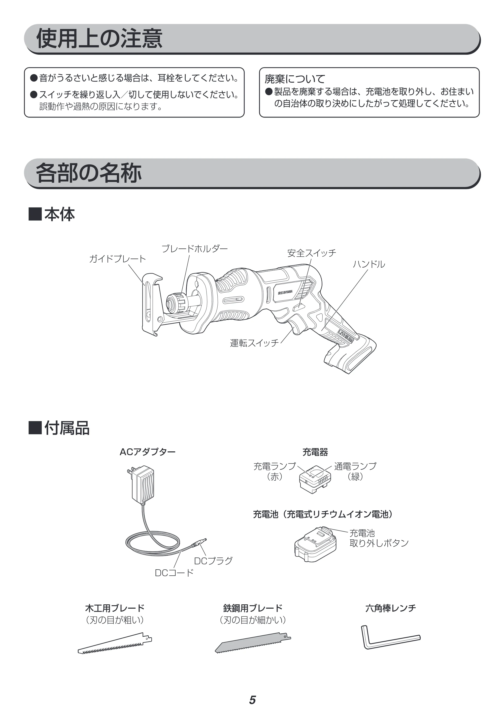 アイリスオーヤマ JRS13 取扱説明書 — 原本ページ — 5ページ