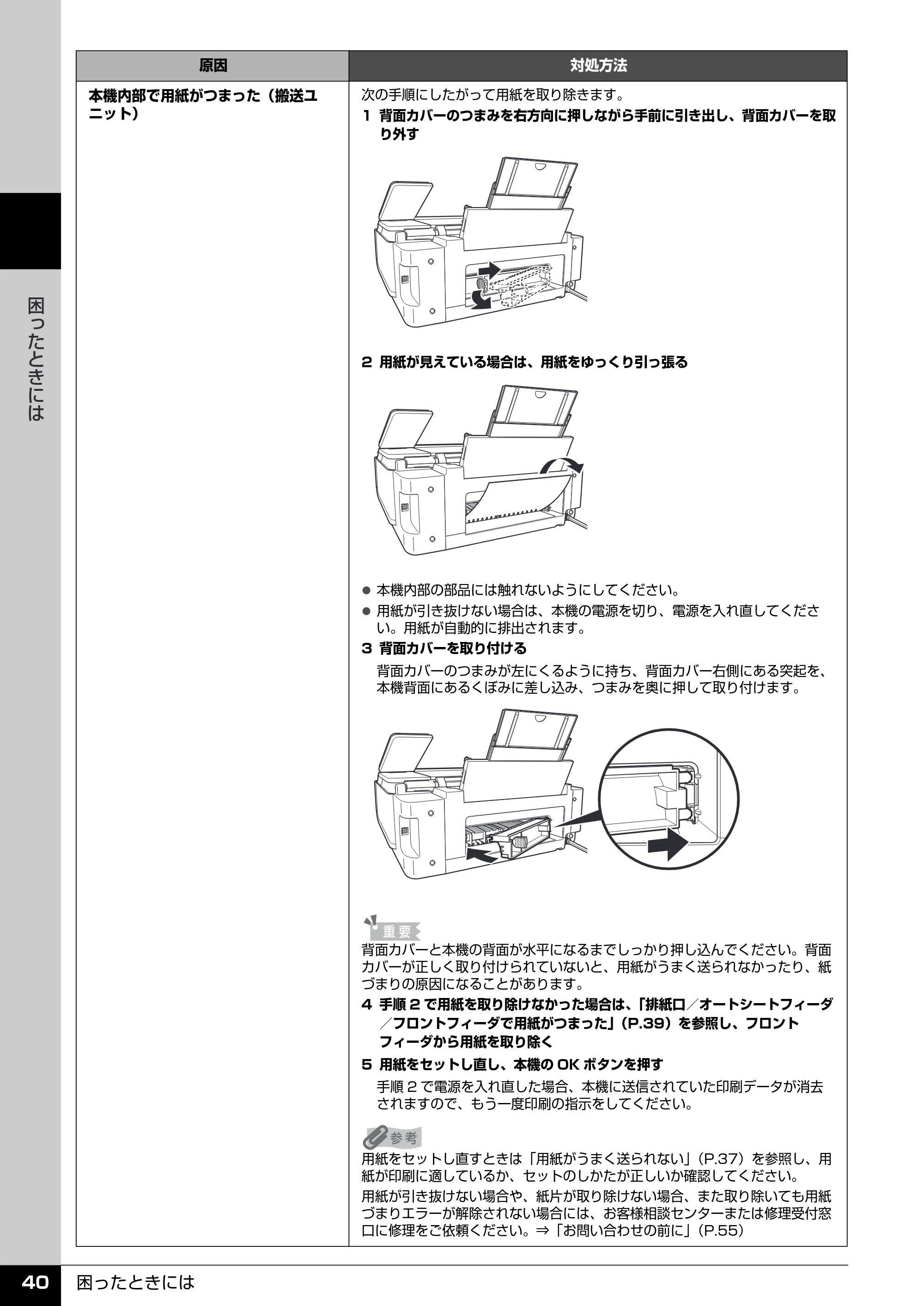 キヤノン PIXUS MP510 操作ガイド（お手入れ編） （PDF形式／8.28Mバイト） — 画面にエラーメッセージが表示されている — 原本ページ — 41ページ