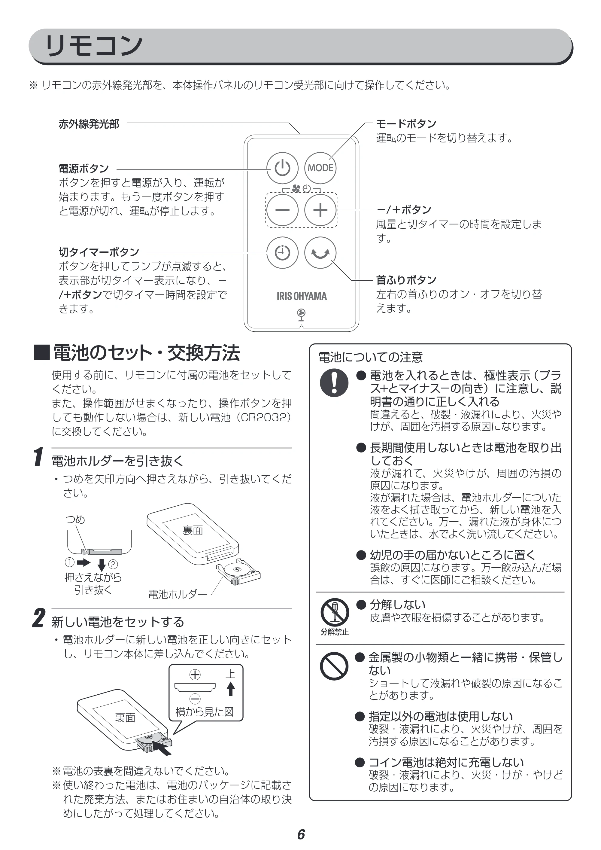 アイリスオーヤマ LFD-307H 取扱説明書 — 原本ページ — 6ページ