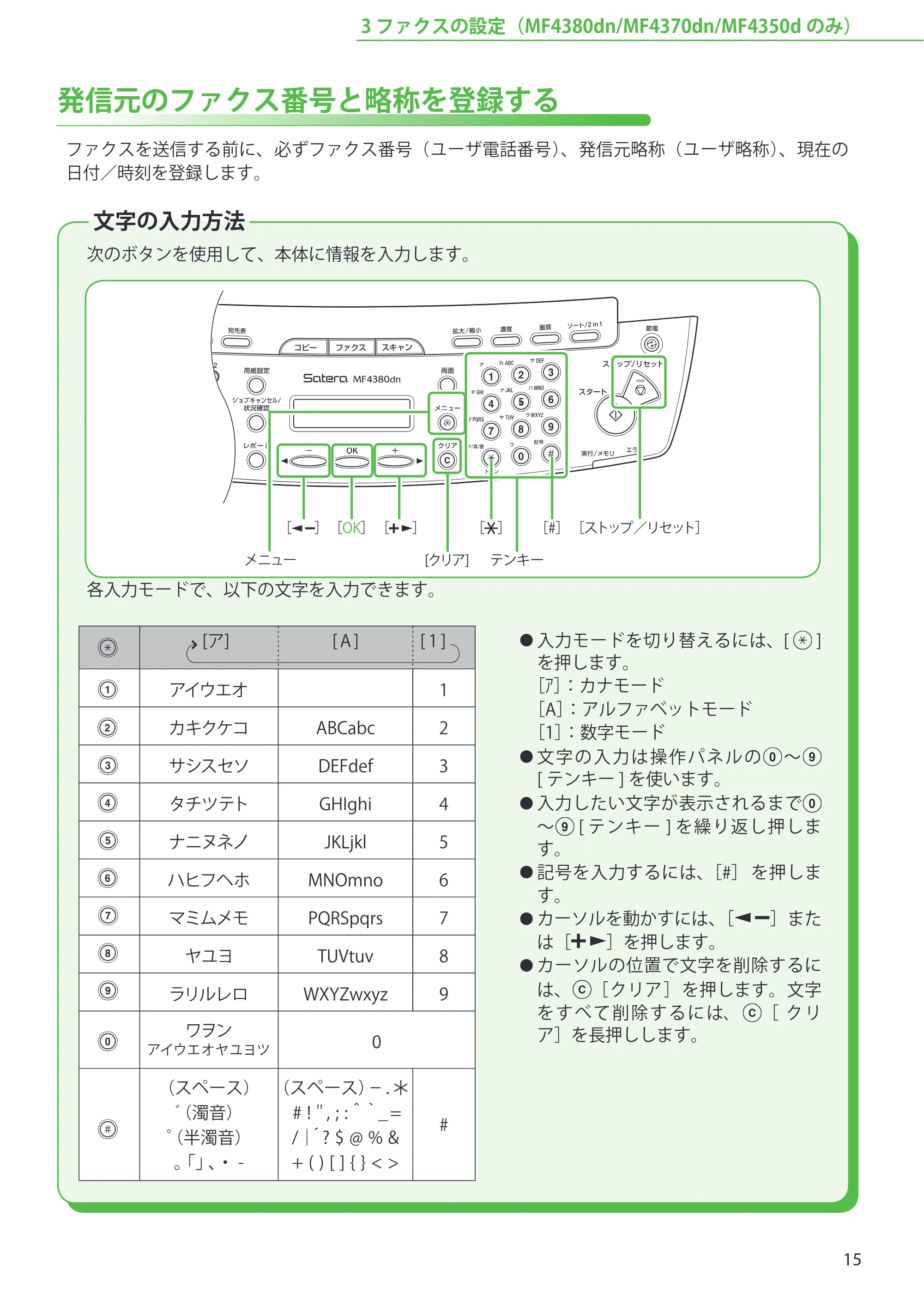 キヤノン MF4380dn/MF4370dn/MF4350d/MF4330d/D450 スタートアップガイド 2009年12月18日更新 （PDF形式／19.15Mバイト） — 発信元のファクス番号と略称を登録する — 原本ページ — 17ページ