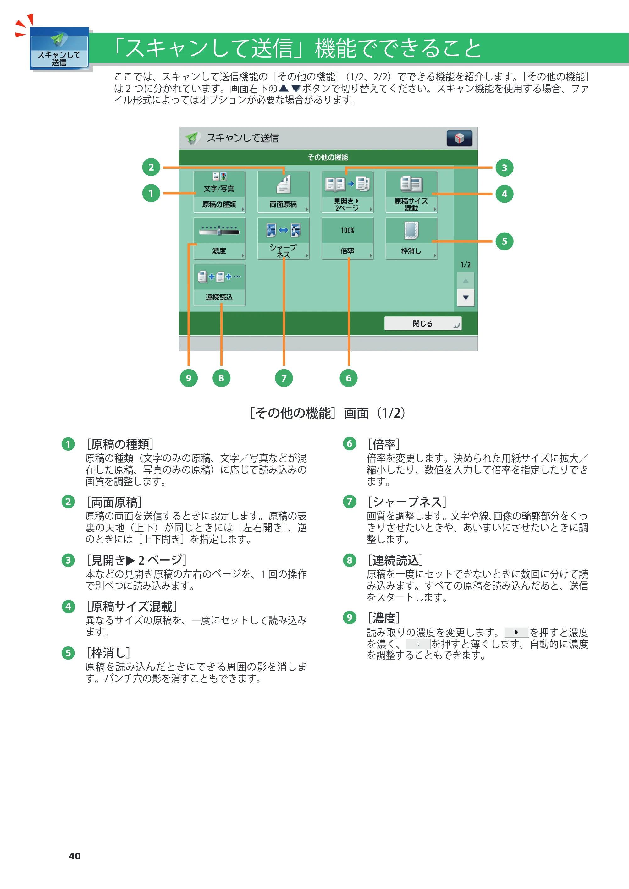 キヤノン imageRUNNER ADVANCE 4245F/4245F-R/4245/4235F/4235/4225F/4225 基本操作ガイド 2013年11月21日更新（PDF：13.4MB） — 原本ページ — 40ページ