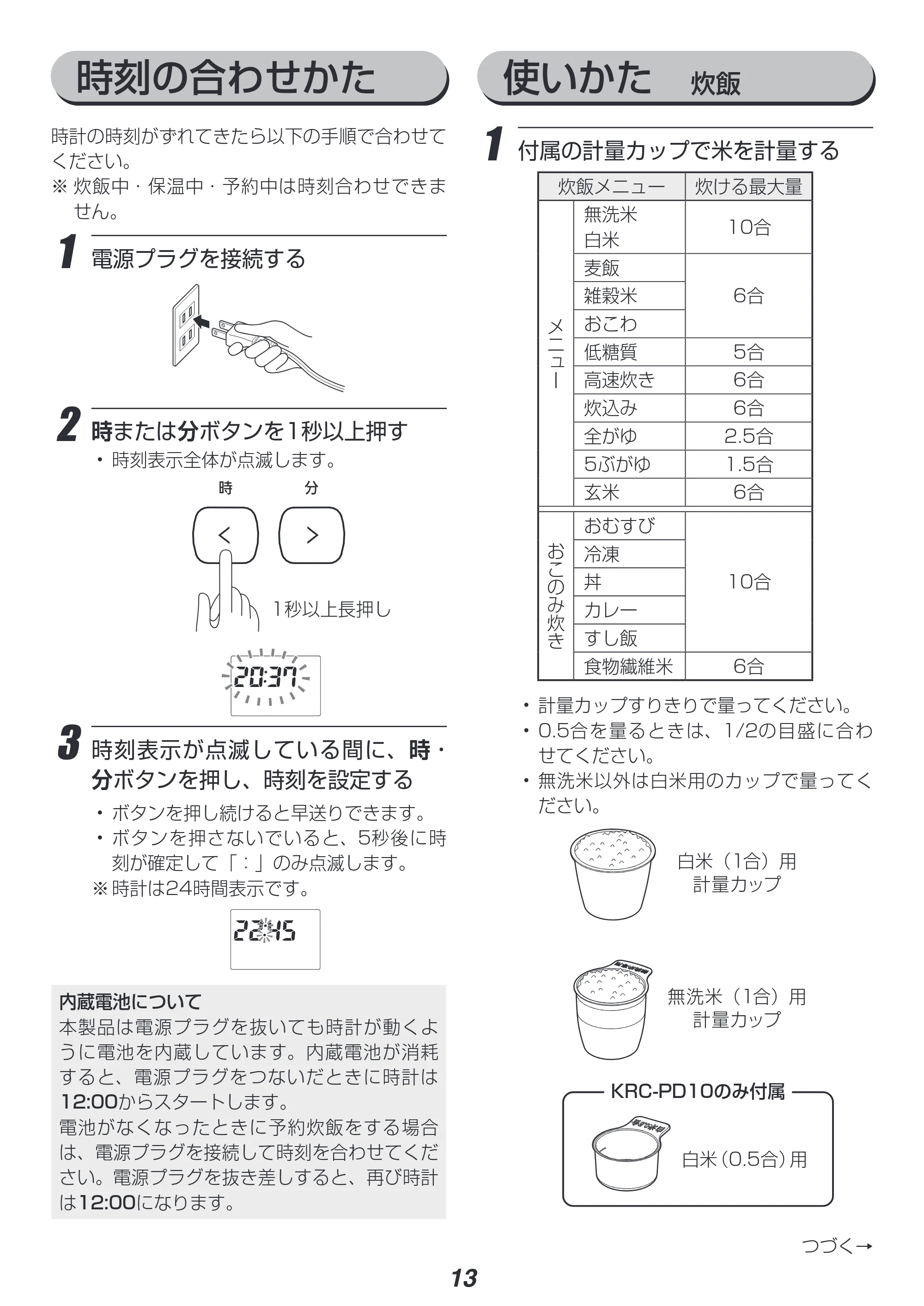 アイリスオーヤマ RC-PD10 取扱説明書 — 原本ページ — 13ページ