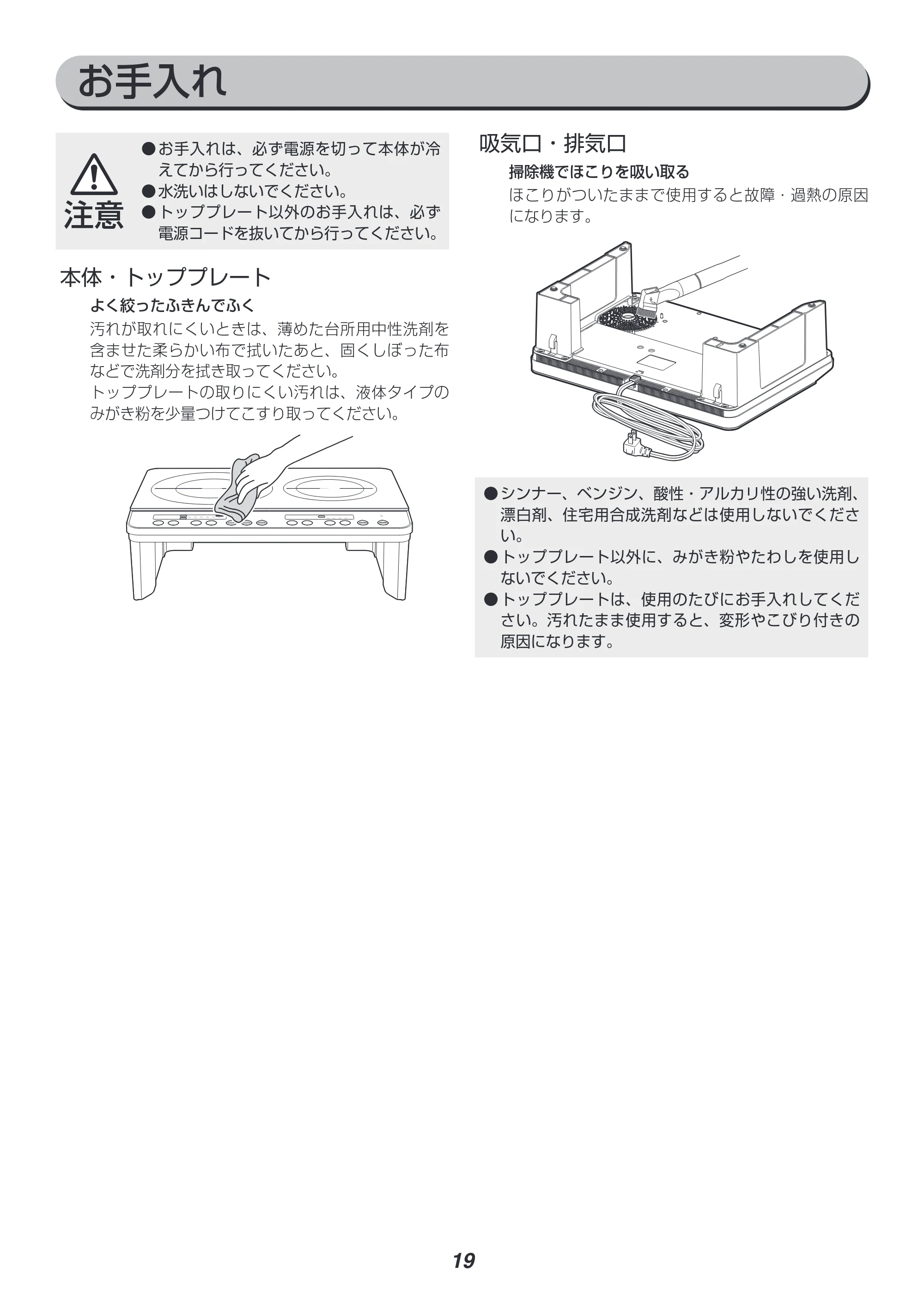 アイリスオーヤマ IHK-W12S 取扱説明書 — 原本ページ — 19ページ