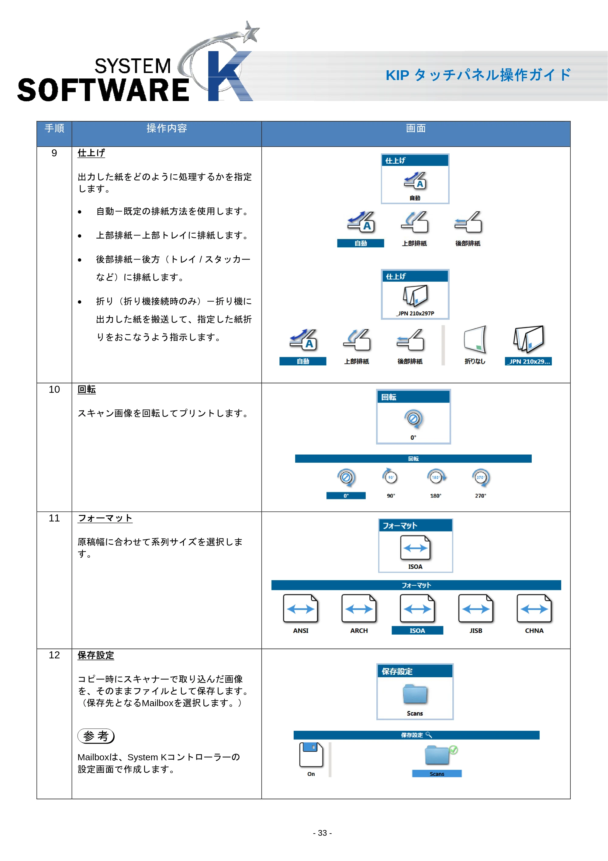 京セラ KIP 7170 KIP タッチパネル操作ガイド — 原本ページ — 34ページ