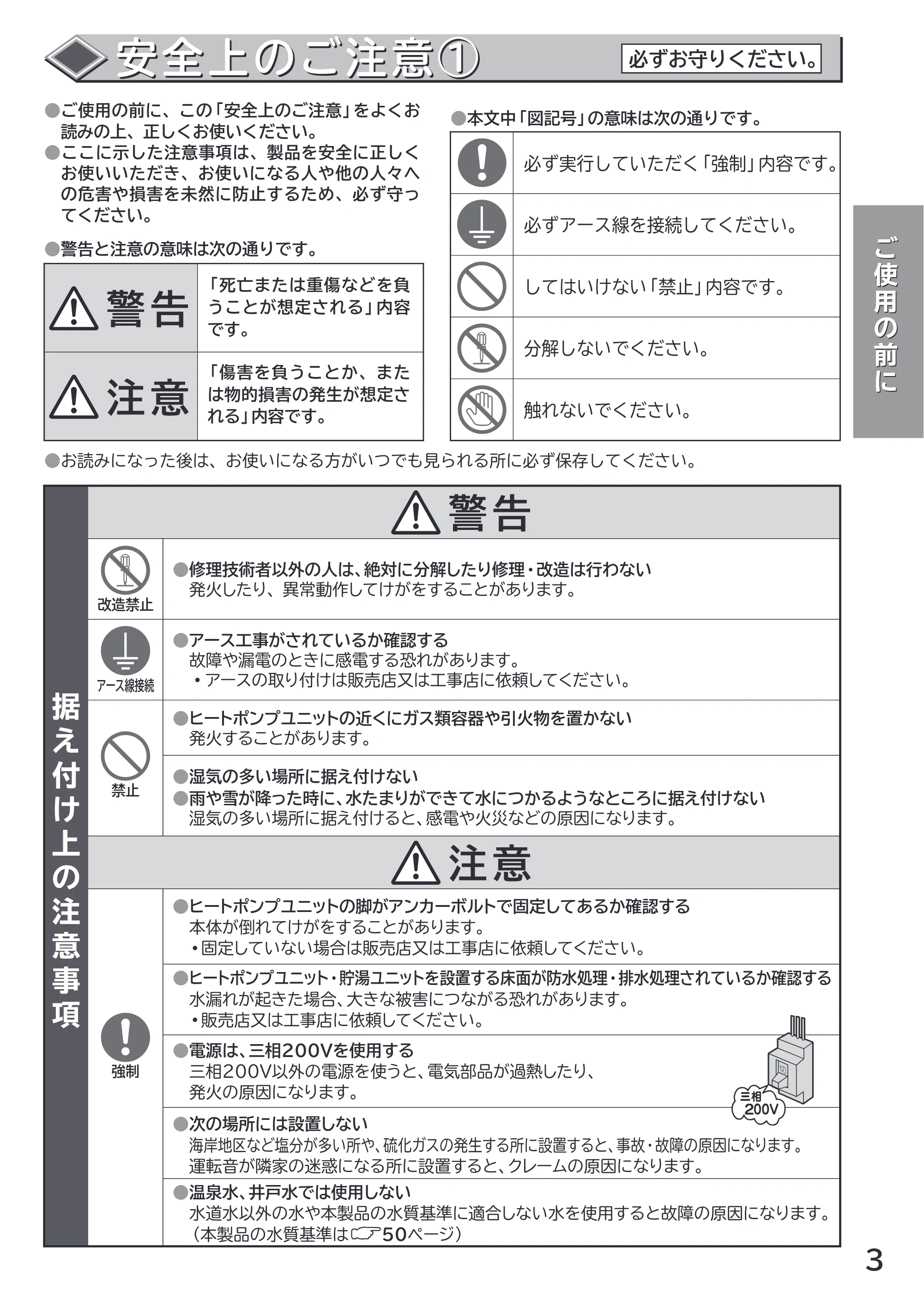 日立 RHK-15CD 取扱説明書 — 安全上のご注意1 — 原本ページ — 3ページ