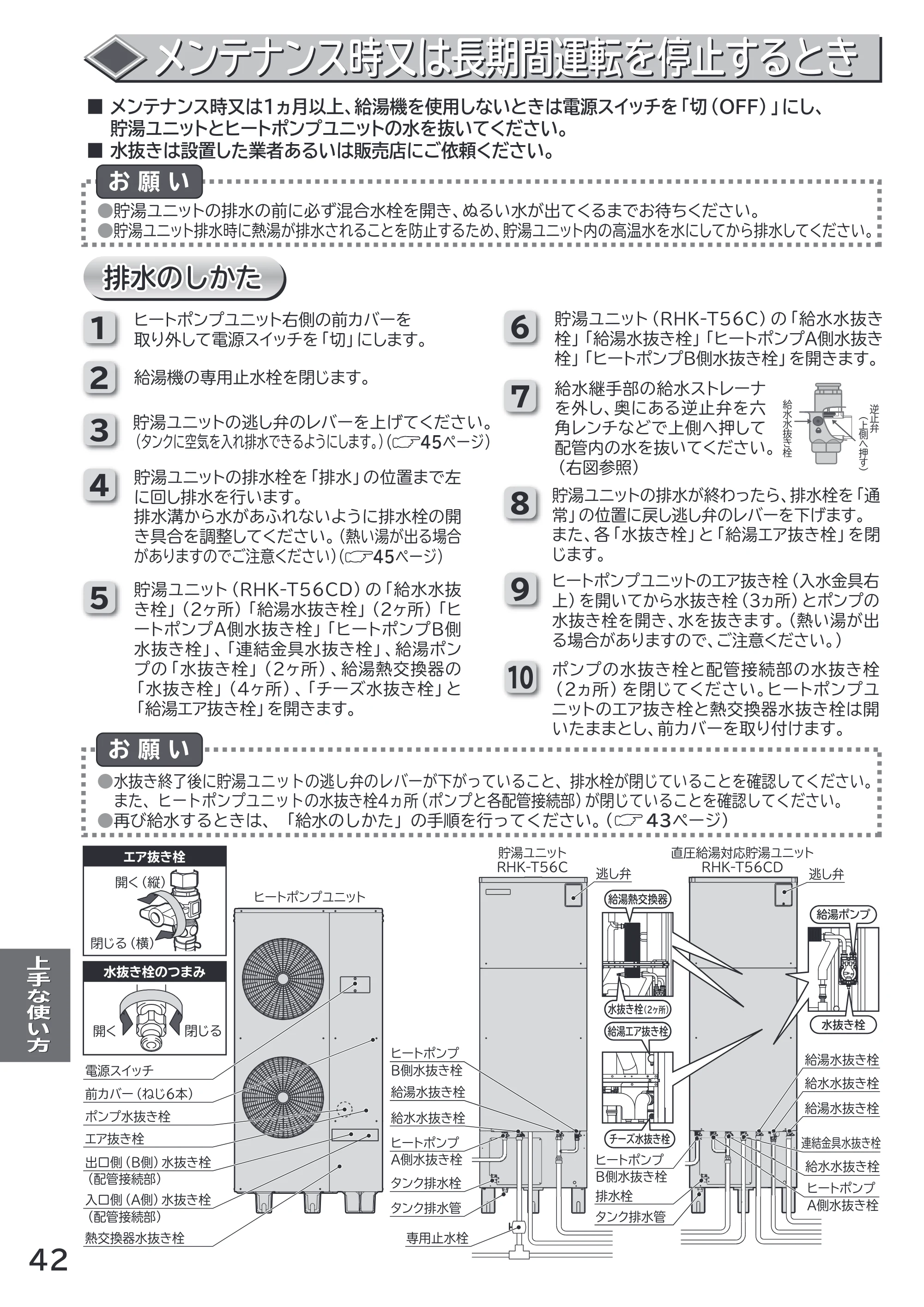 日立 RHK-15CD 取扱説明書 — メンテナンス時又は長期間運転を停止するとき — 原本ページ — 42ページ