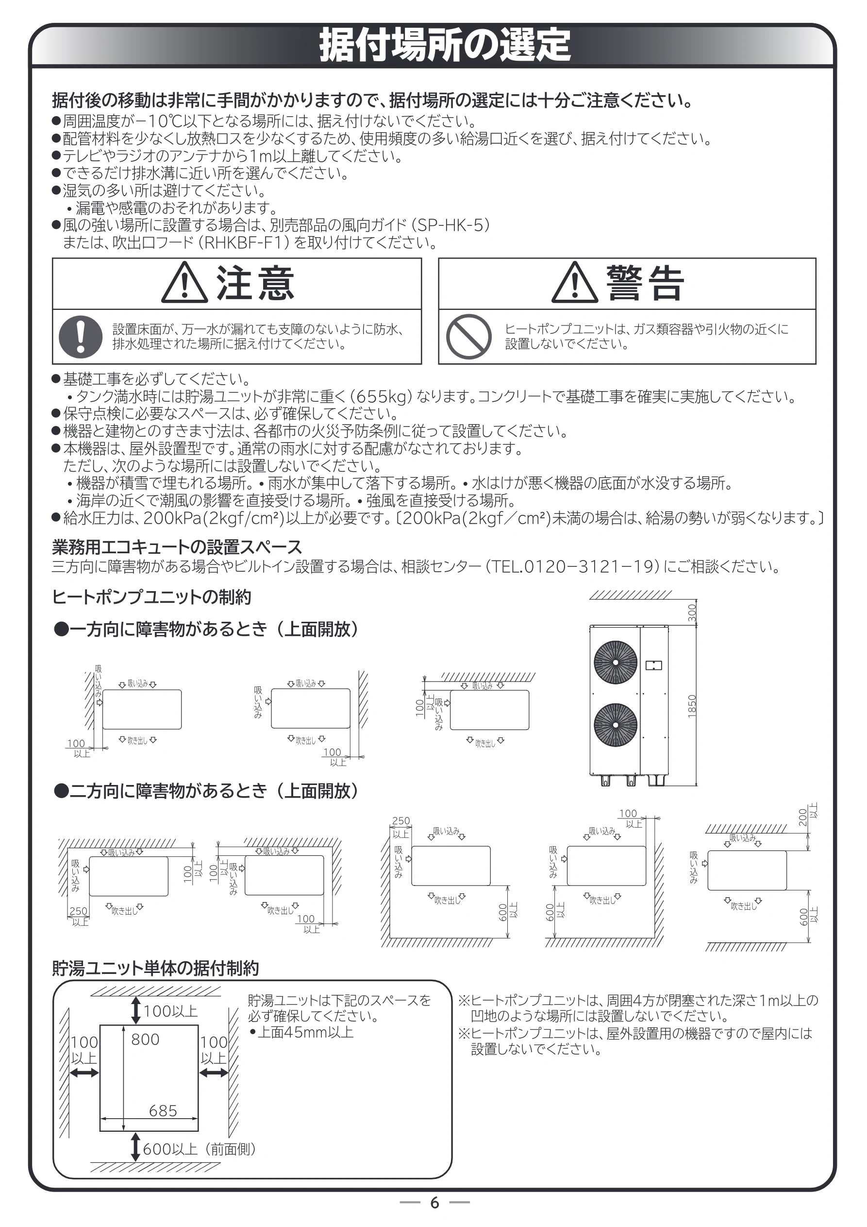 日立 RHK-15CD 取扱説明書 — 据付場所の選定 — 図版 58-1 — 58ページ