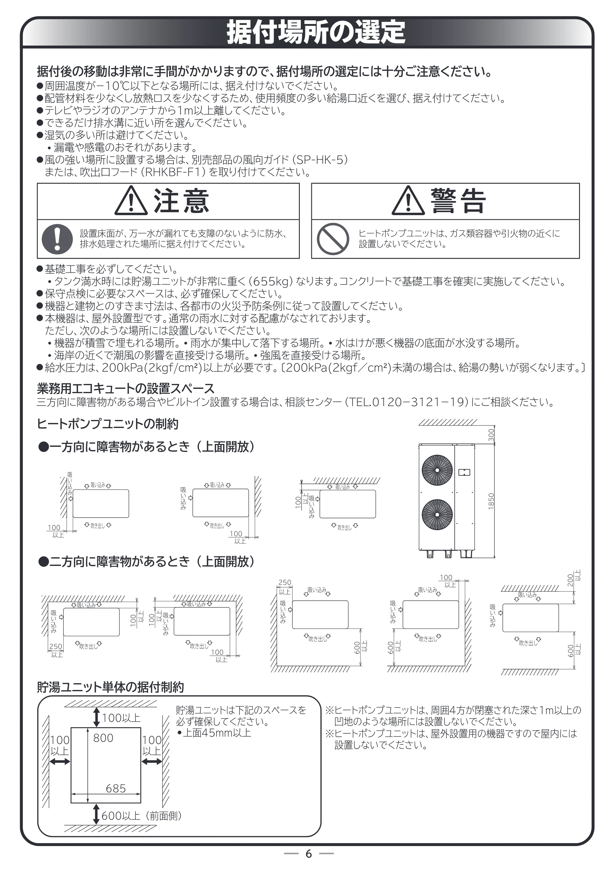 日立 RHK-15CD 取扱説明書 — 据付場所の選定 — 原本ページ — 58ページ