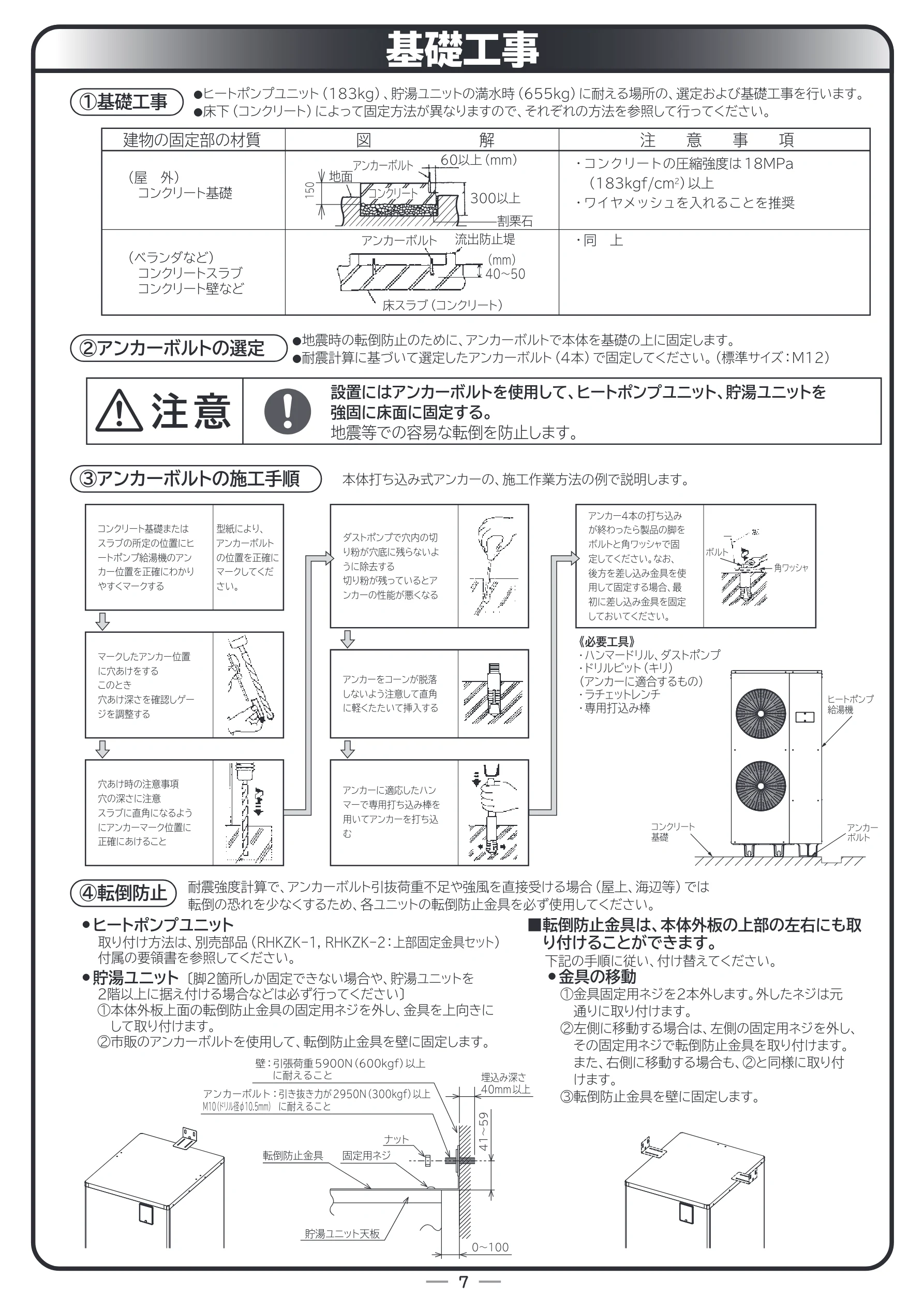 日立 RHK-15CD 取扱説明書 — 基礎工事 — 図版 59-1 — 59ページ