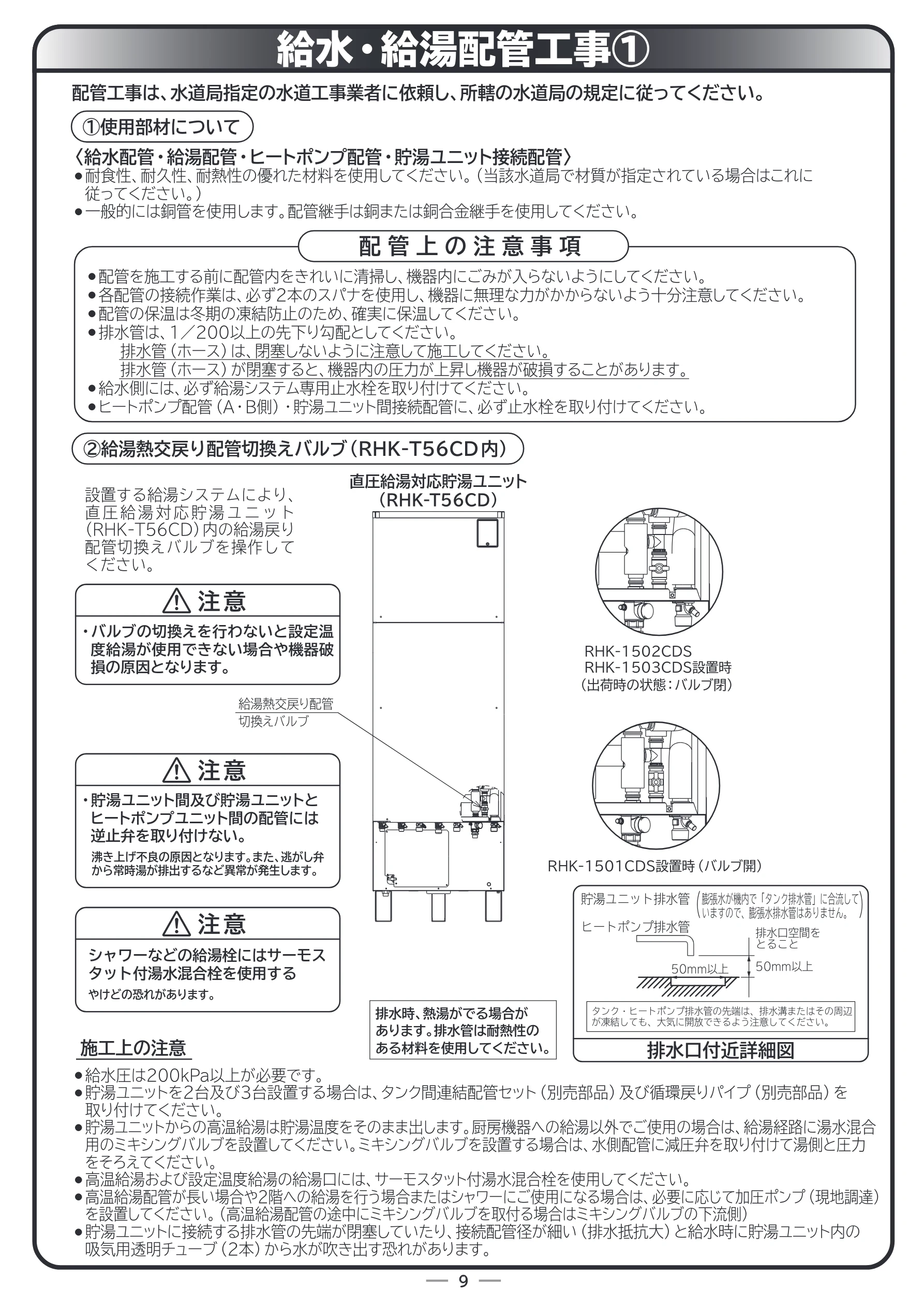 日立 RHK-15CD 取扱説明書 — 給水・給湯配管工事1 — 図版 61-1 — 61ページ